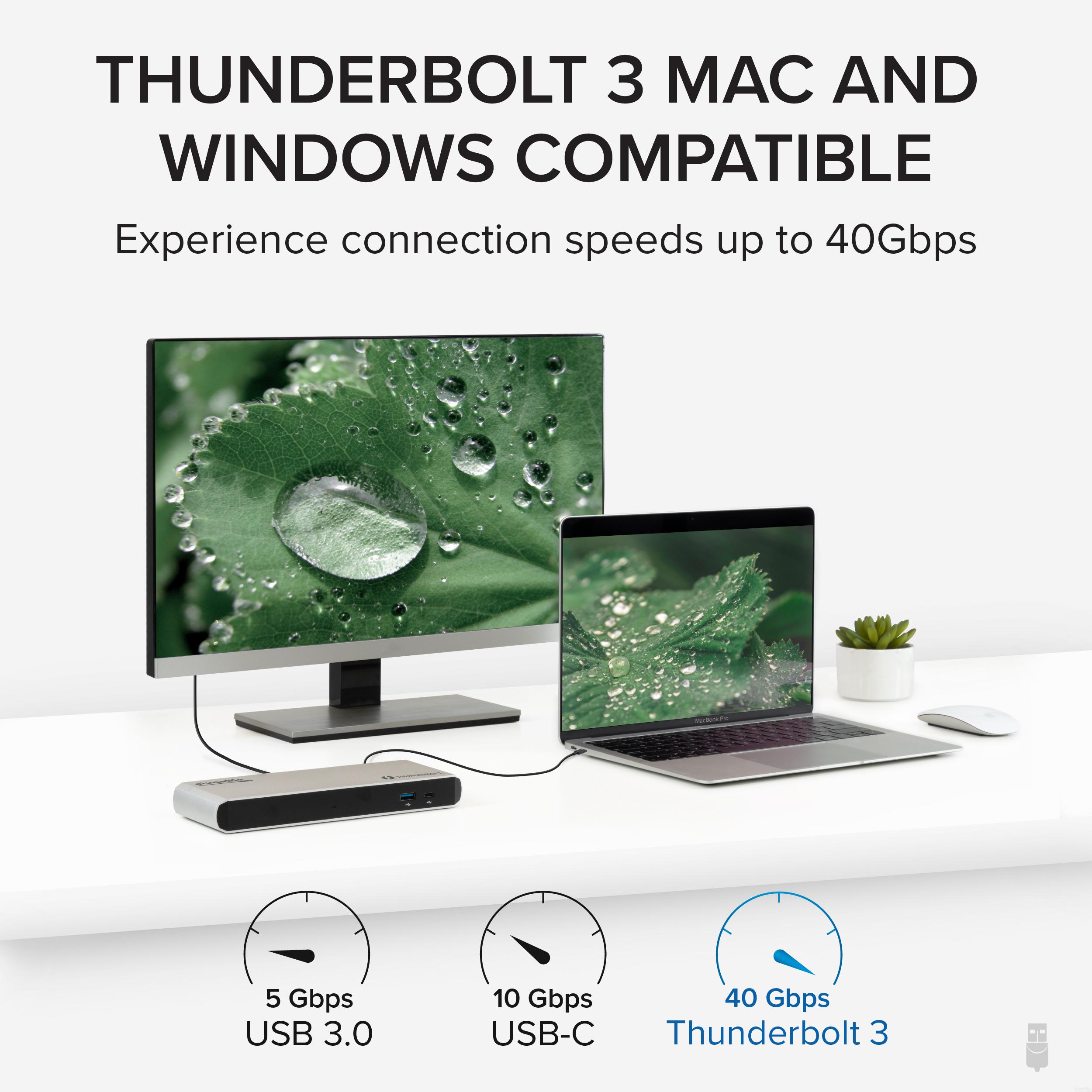 Plugable Thunderbolt™ 3 Docking Station with 85W Host Charging - Dual 4K Display, 14 Ports for MacBook Pro/Air & Windows Laptops - Perfect for Home Office & Gaming Setup