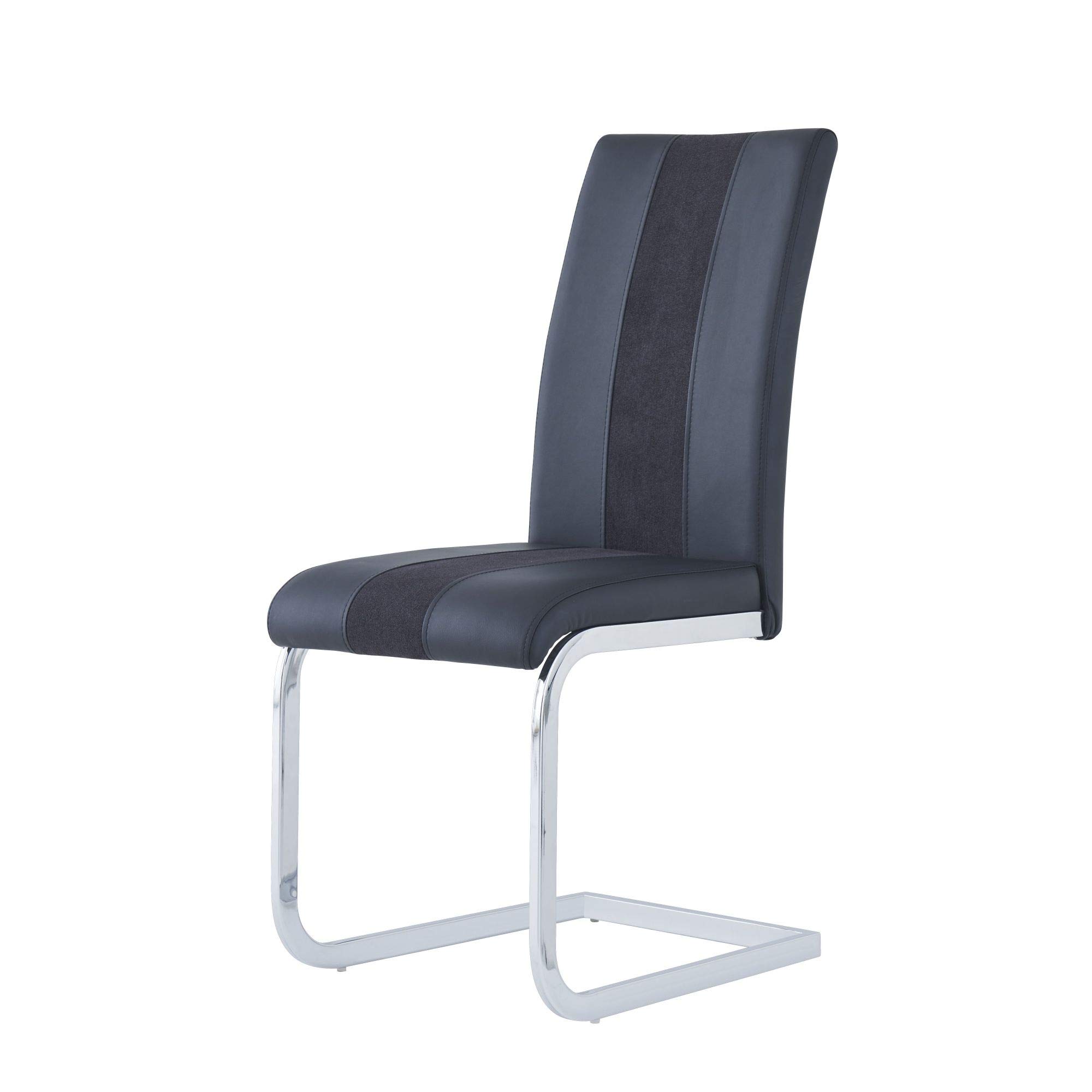 Premium Set of 4 Black Dining Chairs with Silver Legs - Modern Kitchen & Dining Room Furniture for Home & Restaurant Use