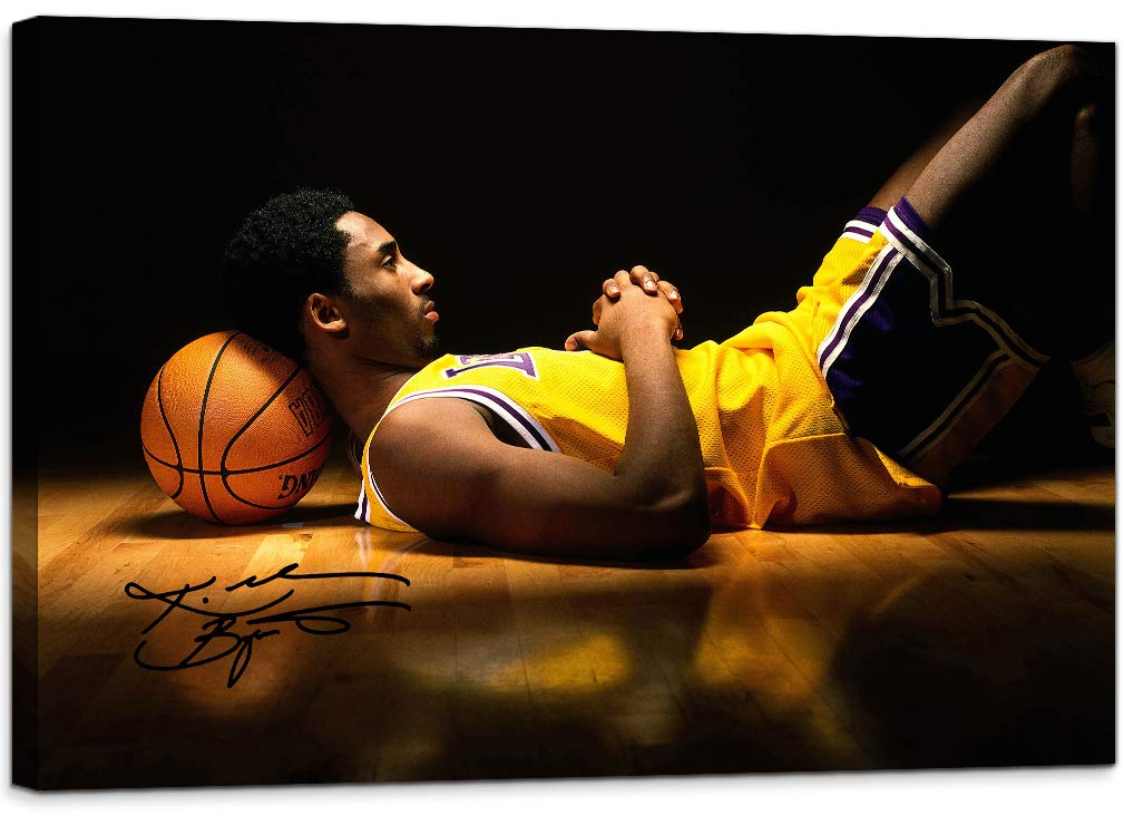 Kobe Bryant Basketball Wall Art - LA Lakers Hoop Dreams Canvas Print - Framed Ready to Hang Sports Decor for Bedroom & Living Room - 16x24 Inches - Perfect for NBA Fans & Sports Themed Room Decor