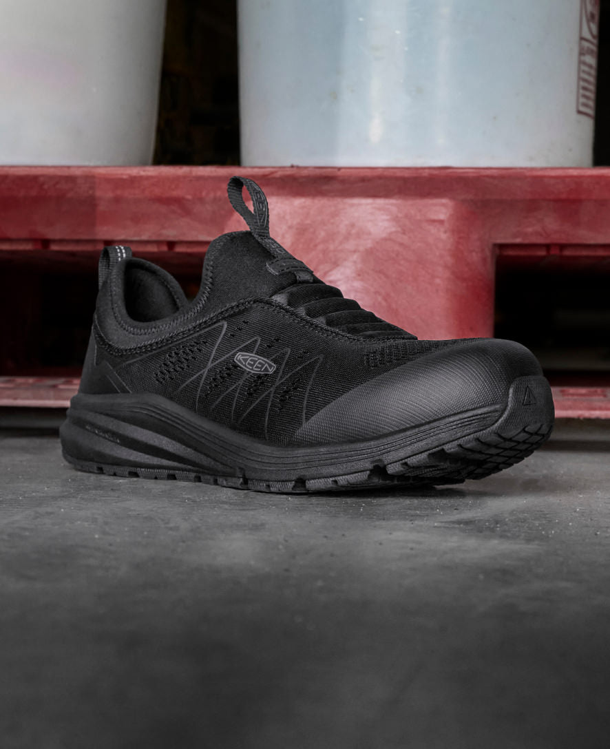 Men's Vista Energy Shift ESD Carbon Toe Work Shoes - Black/Black | Slip Resistant & Electrical Hazard Protection for Construction & Industrial Work