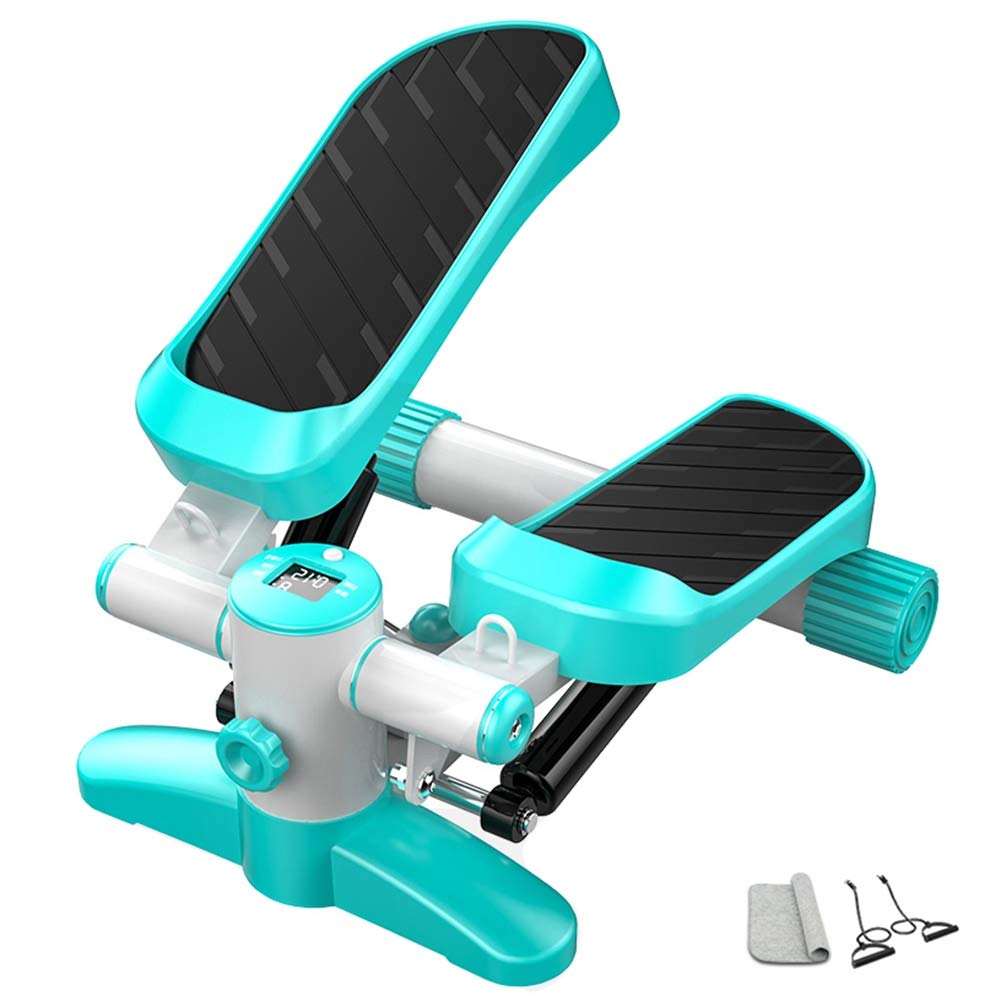 LXLA Fitness Mini Stepper with Resistance Bands & LCD Monitor - Adjustable Stair Stepper Exercise Machine for Home Workouts, Weight Loss & Cardio Training (Supports 330lbs/150kg) - Perfect for Beginners & Advanced Users - Green Color - Ideal for Small Spaces, Office & Apartment Fitness