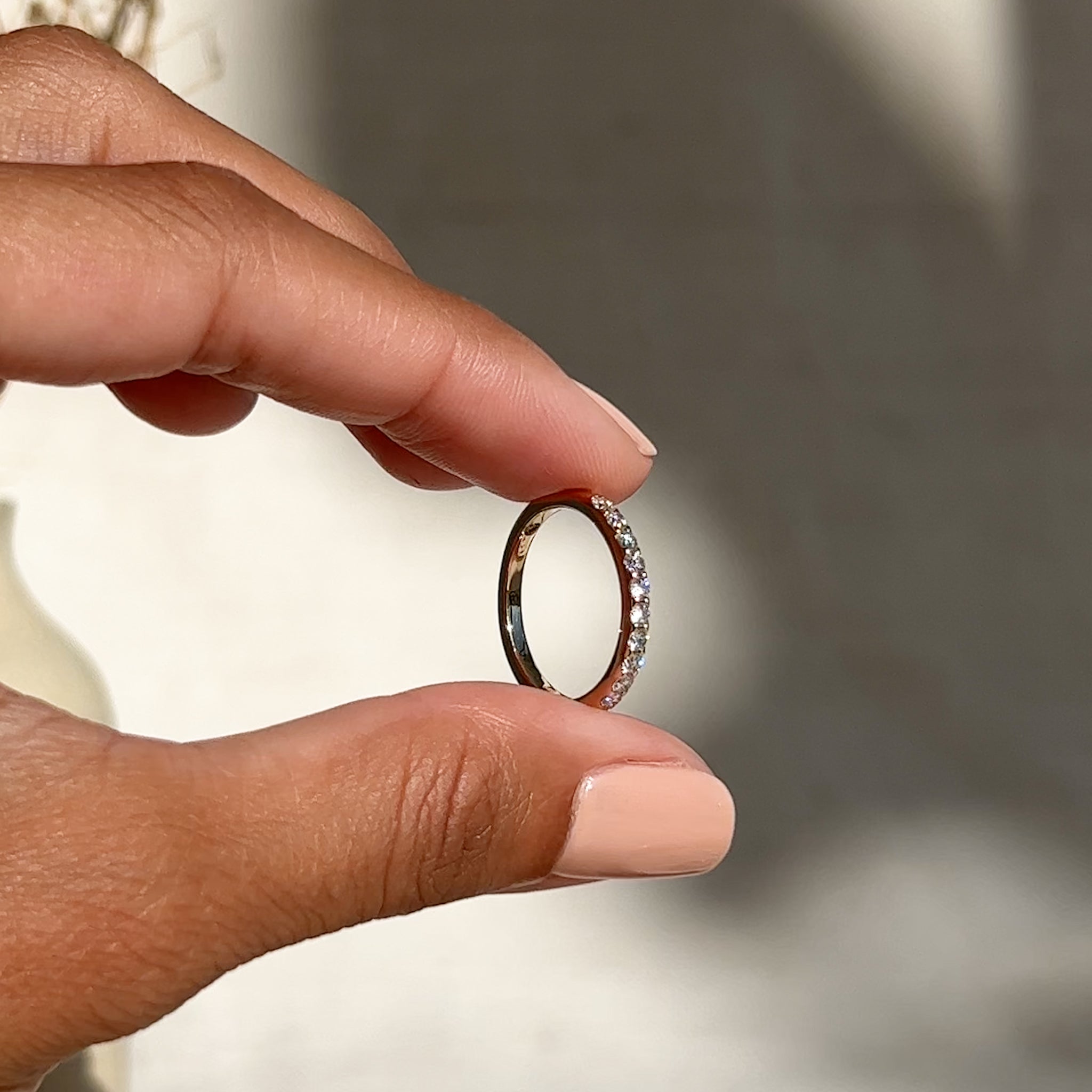 14K Gold Diamond Half Eternity Ring for Women - Elegant Wedding Band, Anniversary Gift & Promise Ring - Perfect for Engagements, Valentine's Day & Special Occasions