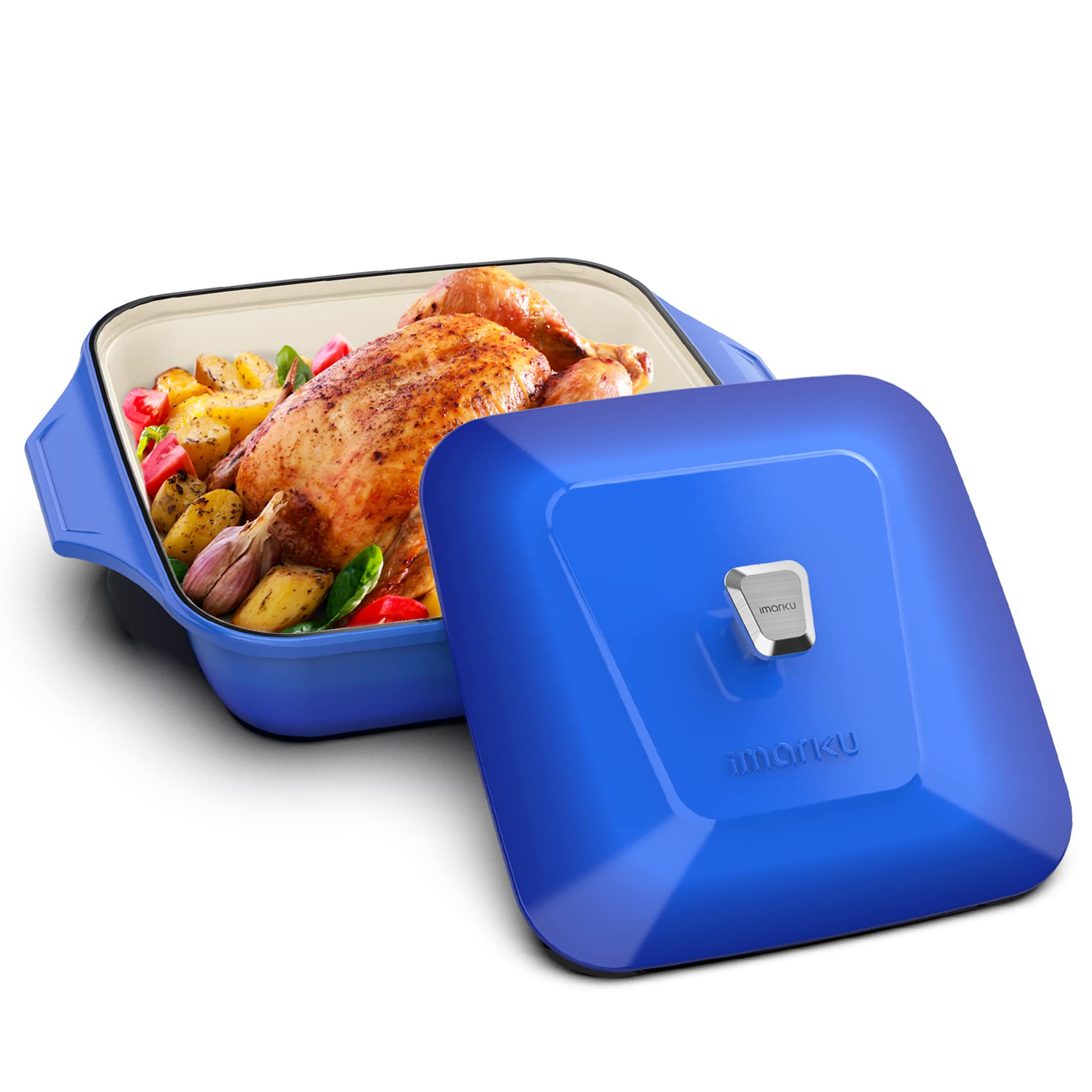 **iMARKU 5 Quart Enameled Cast Iron Dutch Oven – Nonstick Braiser Pan, Oven & Stovetop Safe (Up to 550°F), Heavy Duty & Easy Clean – Perfect for Slow Cooking, Baking, Roasting & Camping**