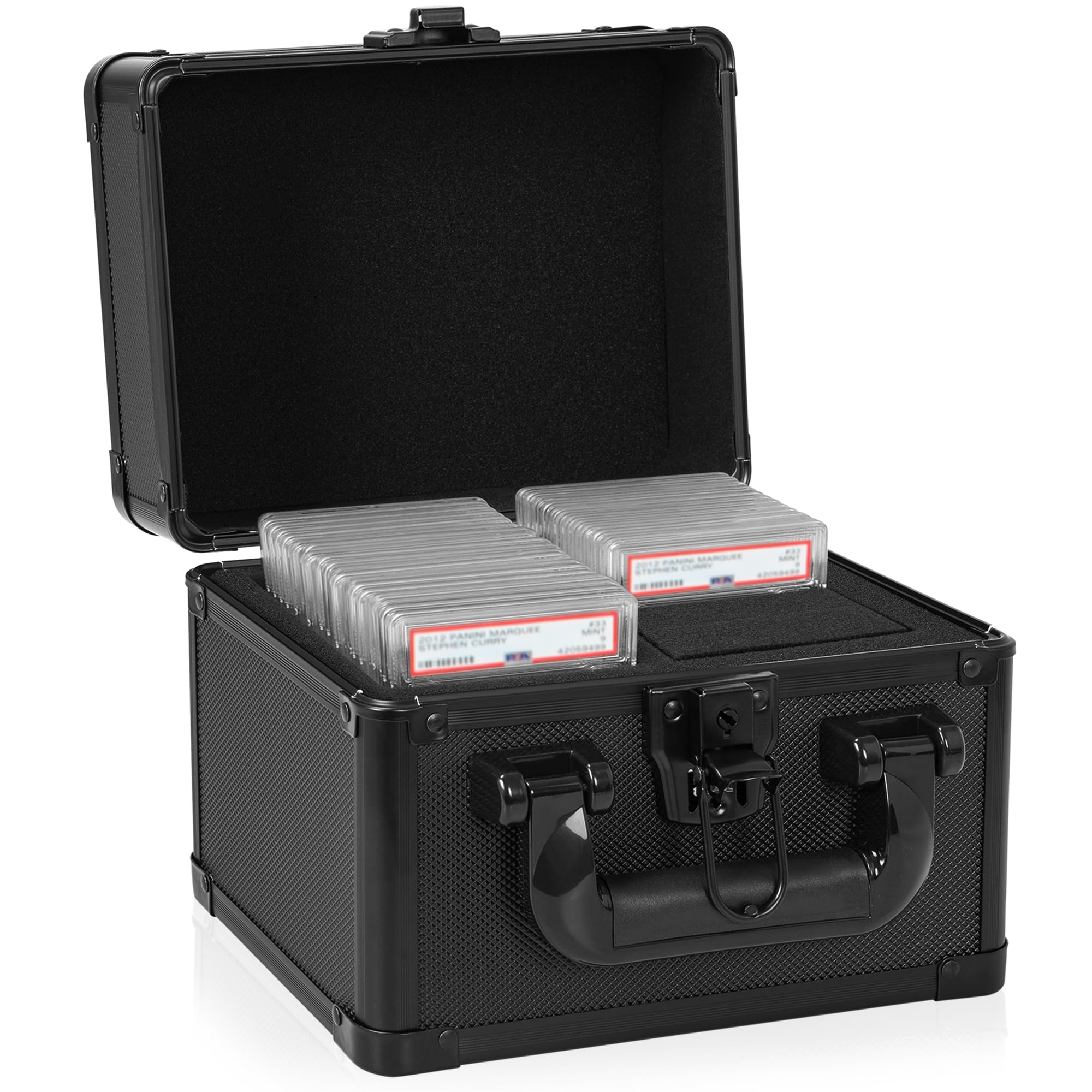 OUUTMEE Aluminum Alloy Graded Card Storage Case - Holds 50 PSA, CSG, BGS & Top Loader Slabs - Premium Sports Trading Card Protector for Collectors | Perfect for Display, Organization & Safekeeping of Valuable Cards