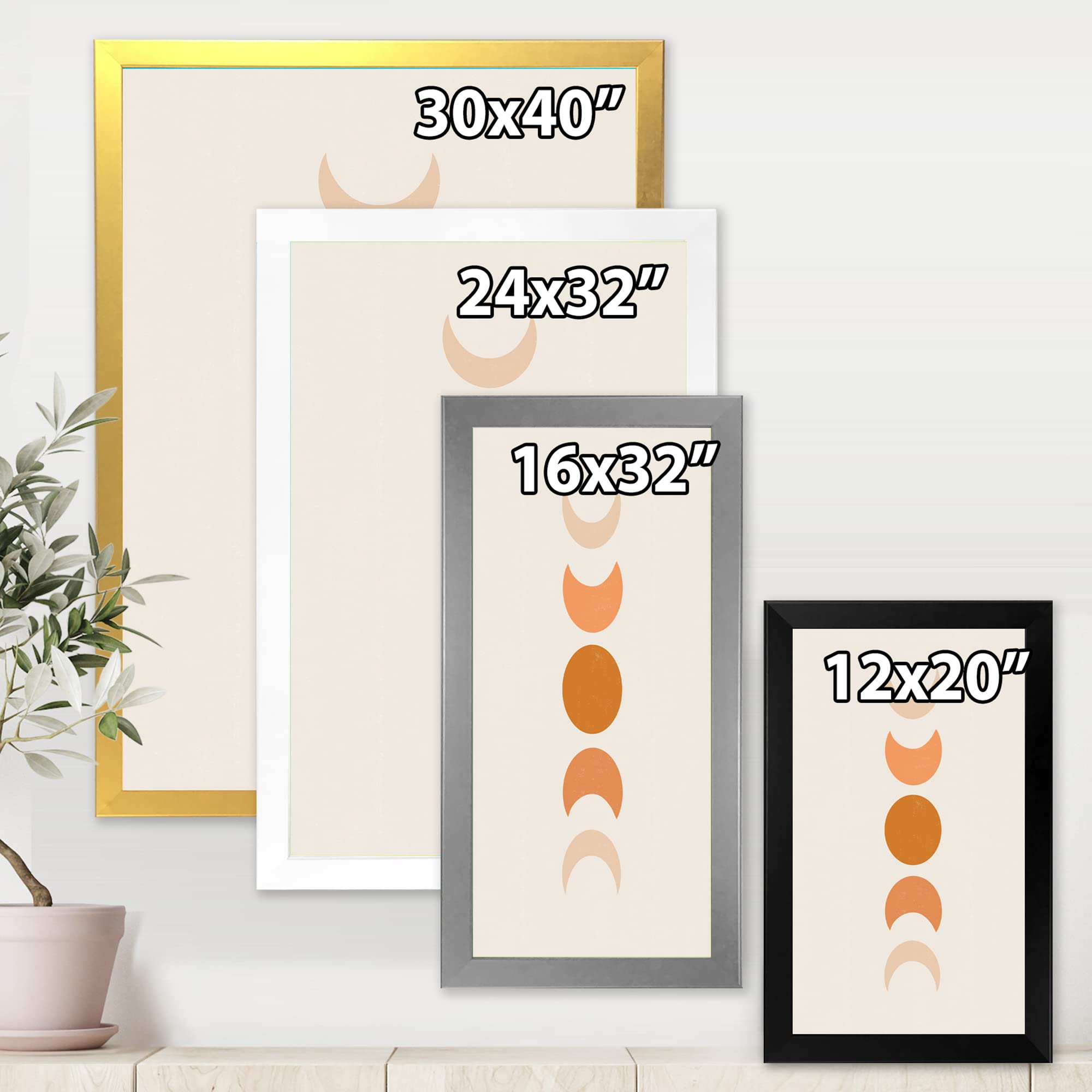 Minimalist Moon Phases Wall Art - Modern Framed Home Decor for Living Room, Bedroom & Office - Stylish Celestial Print for Boho & Scandinavian Interior Design