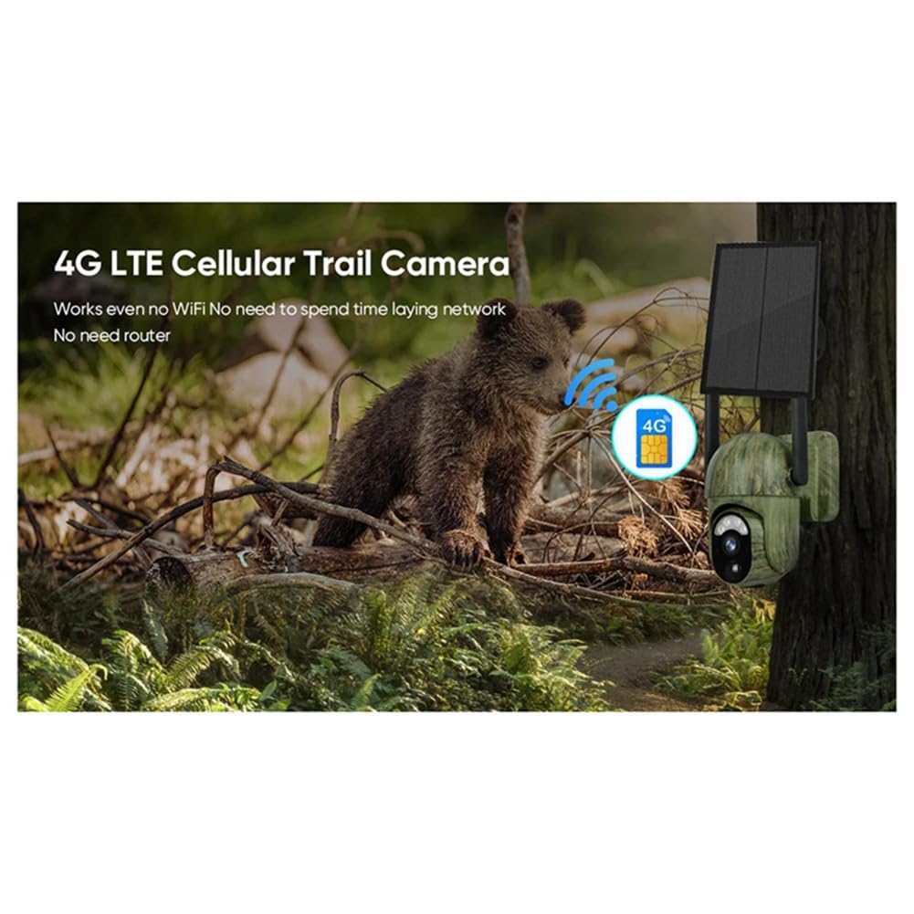 4MP 4G Solar Security Camera Wireless Outdoor - WiFi Human/Animal Detection with 2-Way Talk & IP66 Waterproof - Ideal for Home Security, Farm Monitoring, and Wildlife Observation