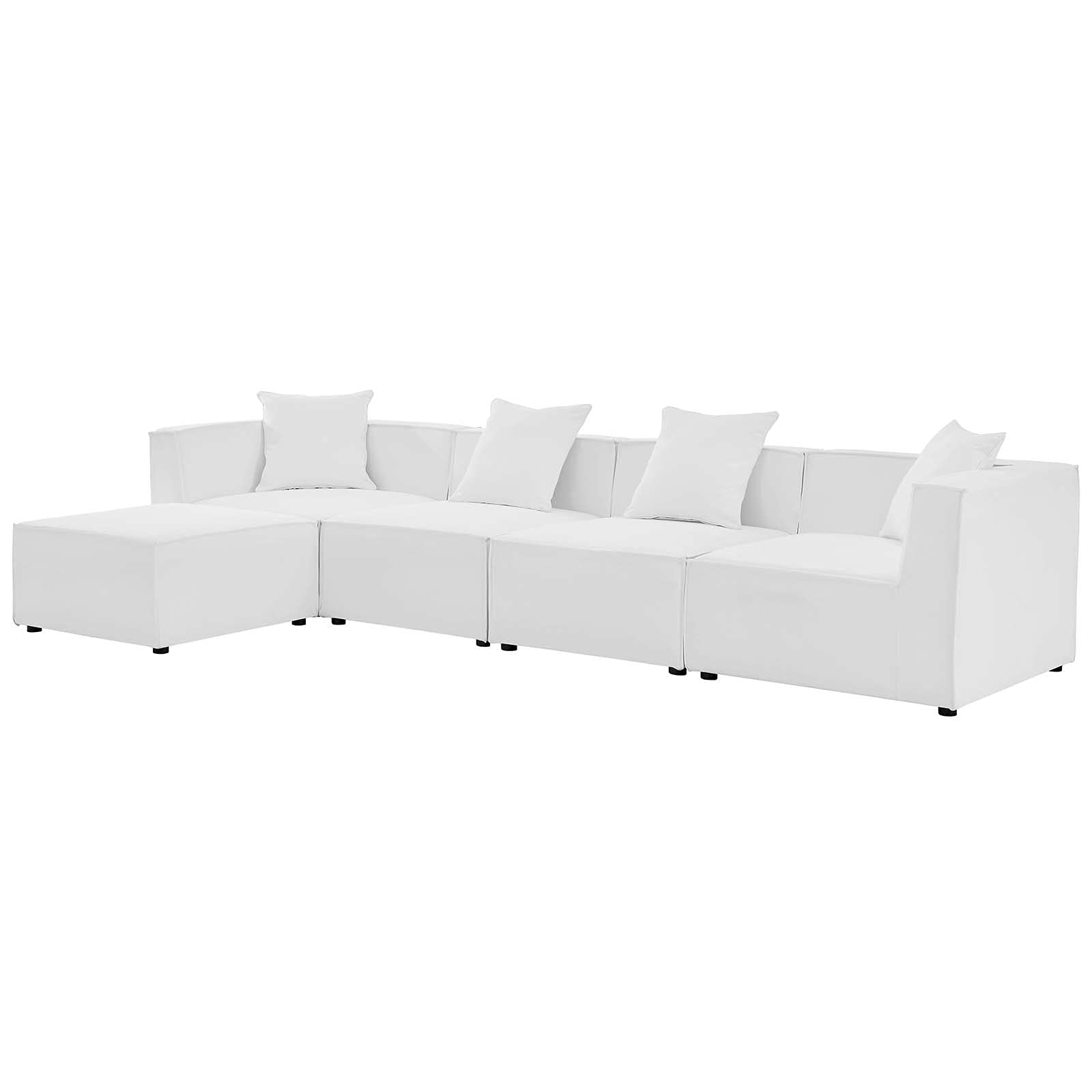 Modern White Fabric Lounge Sectional Sofa Set for Outdoor Patio, Balcony, Cafe, Bistro, Garden, and Hotel Use