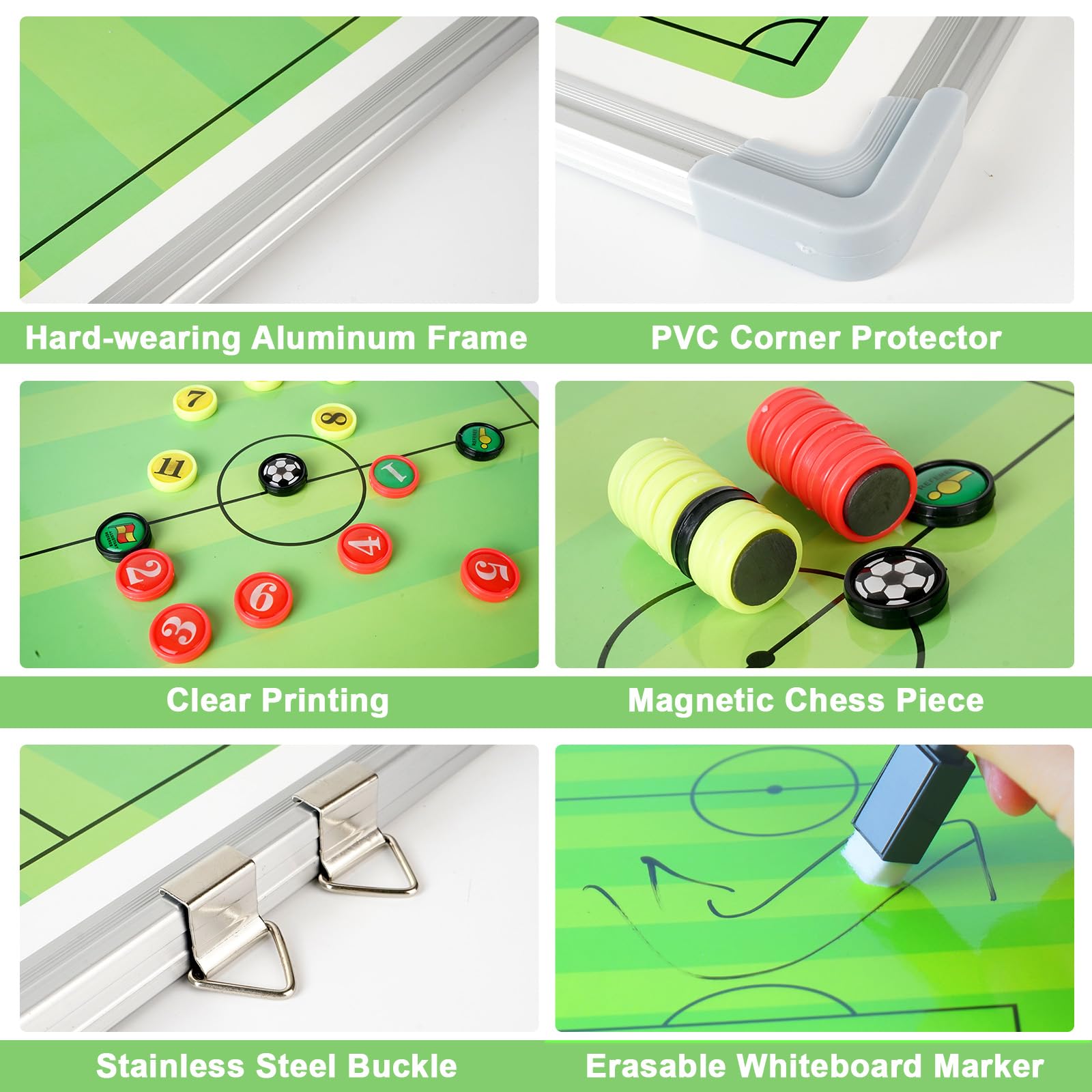 VolksRose Magnetic Soccer Coaching Board with Dry Erase Whiteboard & Marker - Tactical Training Equipment for Soccer Coaches | Perfect for Practice Sessions, Game Planning & Coaching Gifts