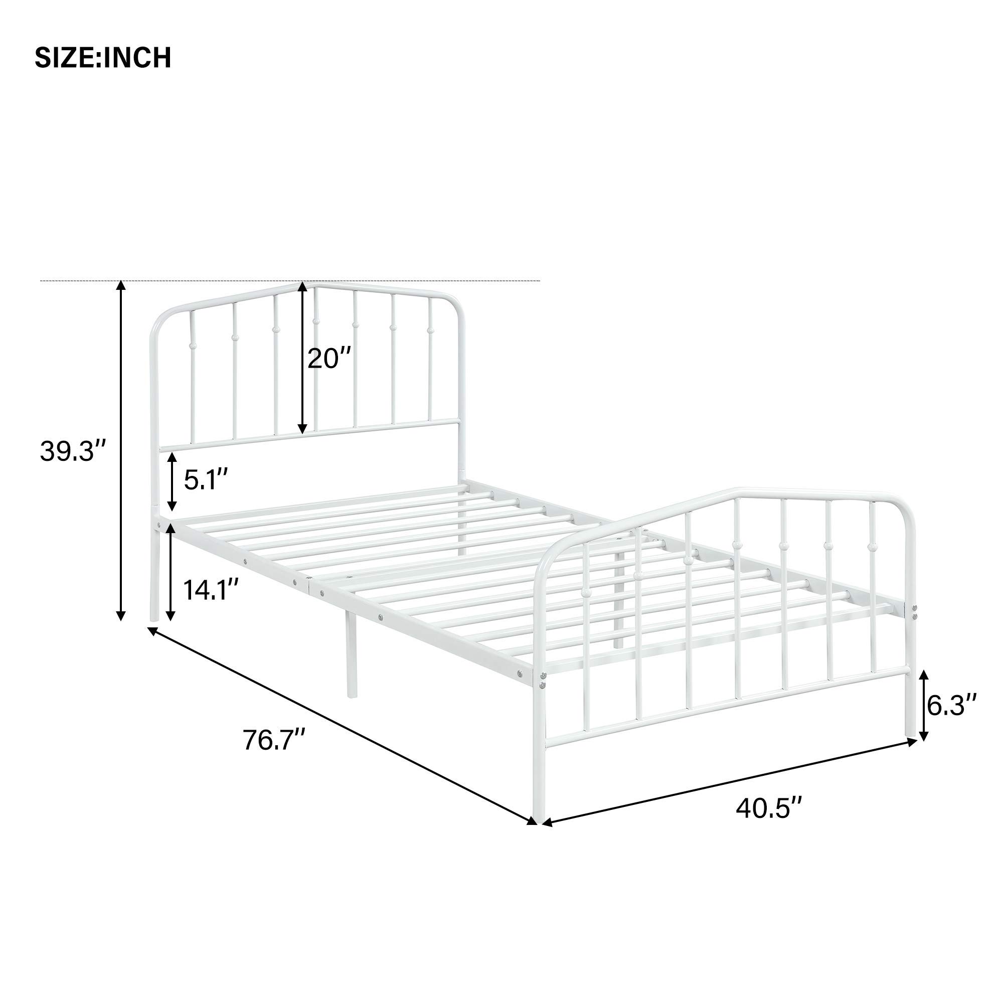 RUNNA Twin Size Metal Bed Frame with Headboard & Footboard - Sturdy Platform Bed Frame, No Box Spring Needed, Under Bed Storage Space - Perfect for Kids Rooms, Guest Beds & Small Apartments