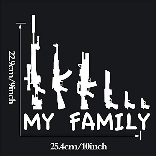 Gun Vinyl Decal Sticker - Family Assault Rifle Design for Car Windows, Trucks, Bumpers & Laptops - White - Perfect for Patriotic Car Accessories & Hunting Enthusiasts