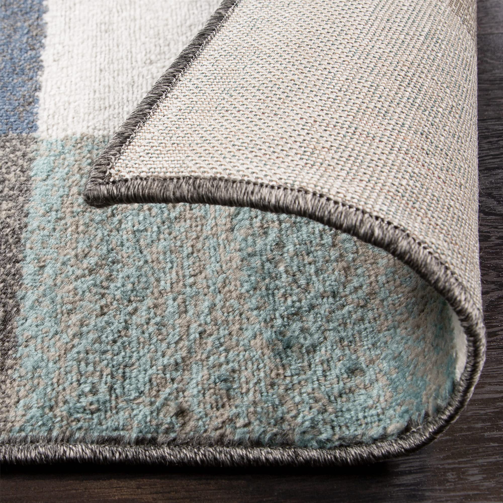 Premium Indoor Runner Rug - Modern Neutral Geometric Design for Living Room, Dining, Kitchen, Bedroom, Office & Nursery - Woven Jute Backing - Rockaway Collection 2'7