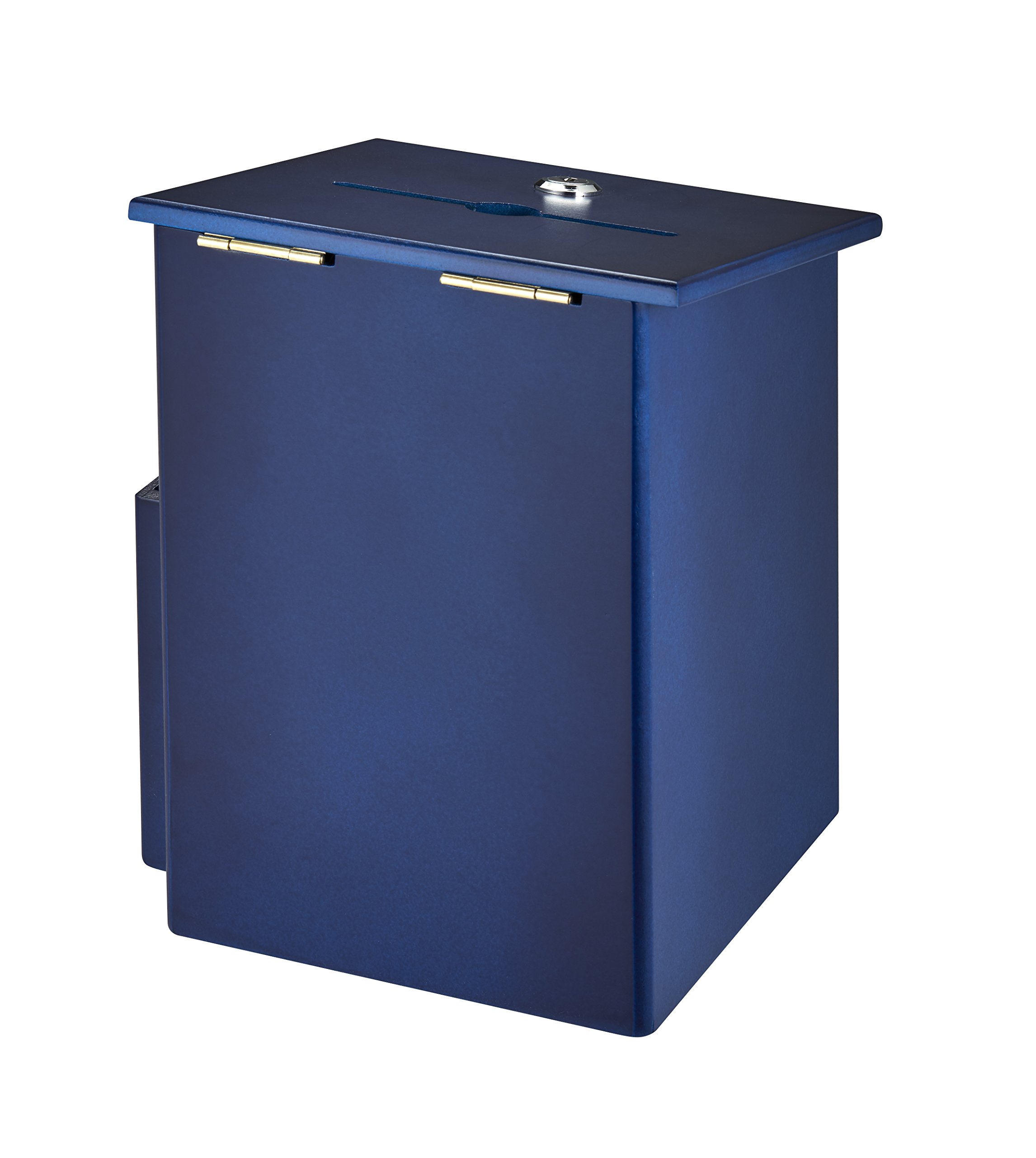 AdirOffice Wooden Suggestion Box with Lock - Wall Mountable Secure Donation Box for Office, School & Public Spaces - Includes Chained Pen - Ideal for Feedback Collection, Voting & Key Drop (Blue)