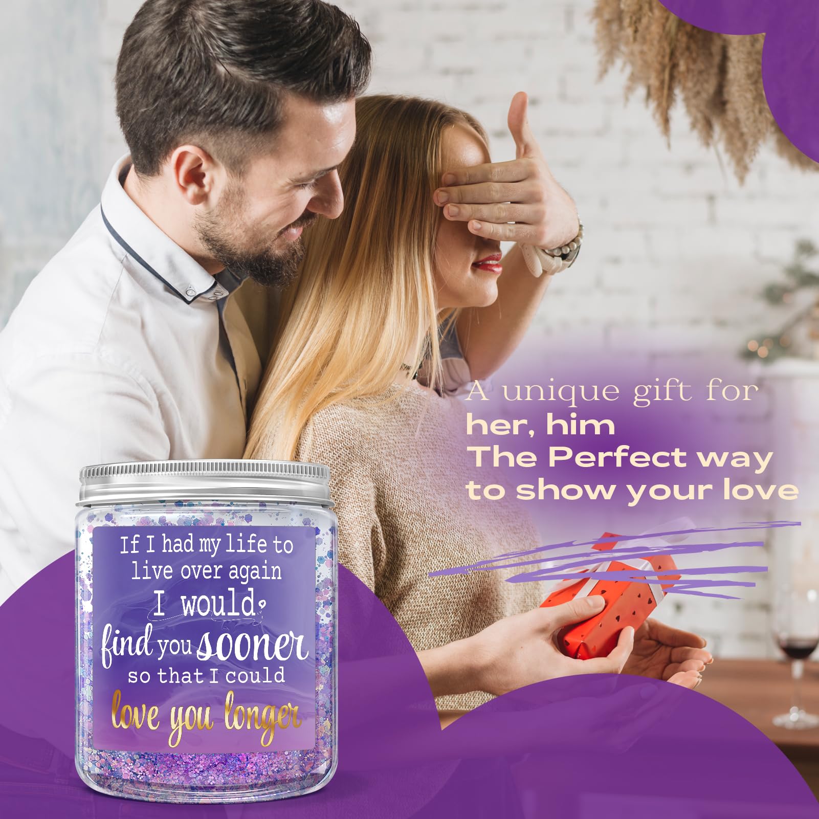 Romantic Lavender Scented Candle 7oz - Perfect Anniversary, Christmas & Birthday Gift for Women, Men, Wife, Husband, Boyfriend, Girlfriend - Ideal for Relaxation, Spa Nights & Home Decor