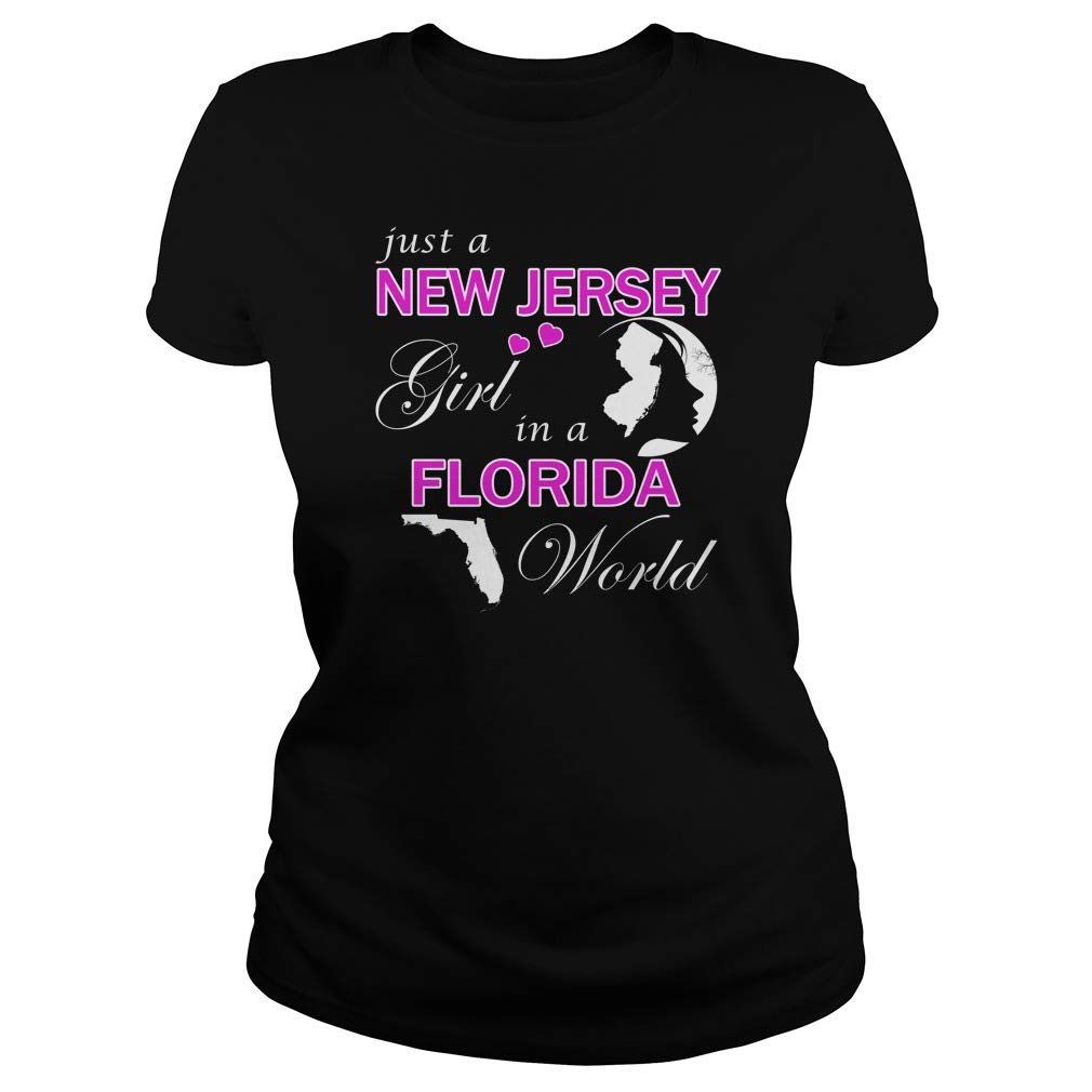 Just a New Jersey Girl in a Florida World T-Shirt - Trendy Graphic Tee for Women - Perfect for Beach Vacations, Casual Outings & Florida Trips