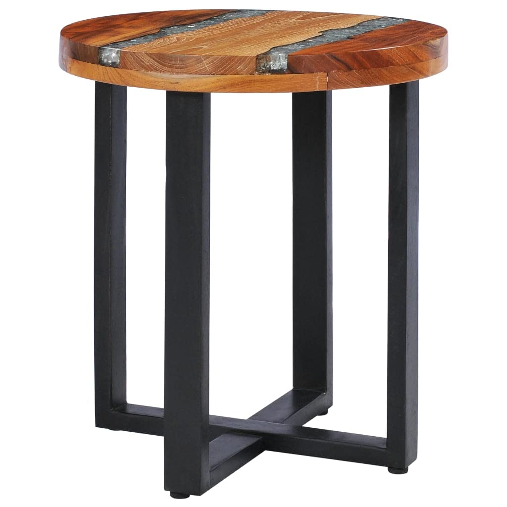 Handmade Solid Teak Wood Coffee Table with Polyresin - 15.7