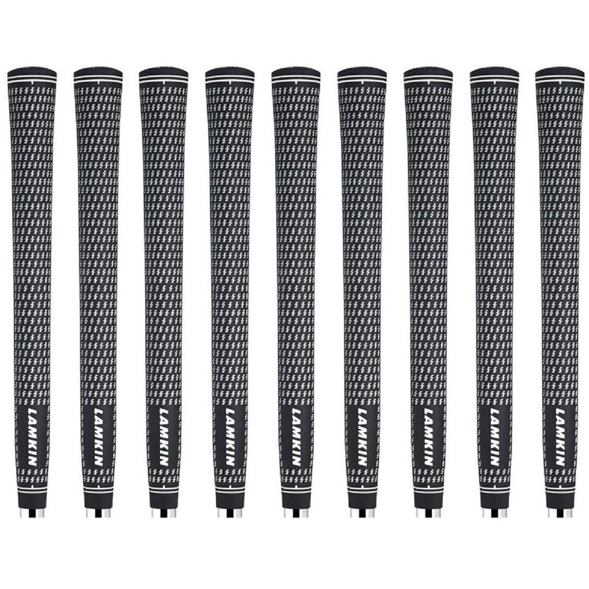 Lamkin Crossline Oversize Golf Grips - 9 Piece Golf Grip Pack in Black/White, Jumbo +1/8