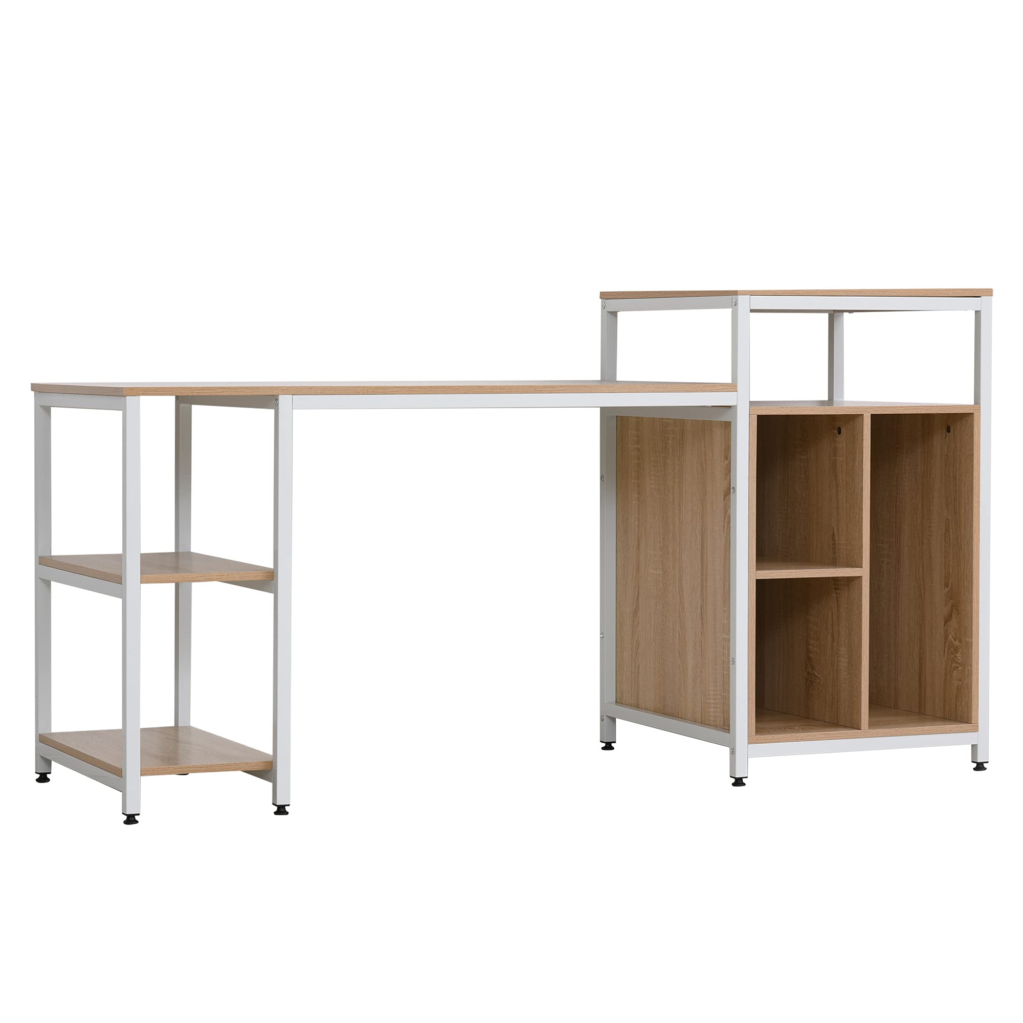 HOMCOM 68 Inch Office Computer Desk with Bookshelf & CPU Stand - Modern Woodgrain Design, Spacious Storage Shelves - Perfect for Home Office, Gaming & Study (Oak Finish)