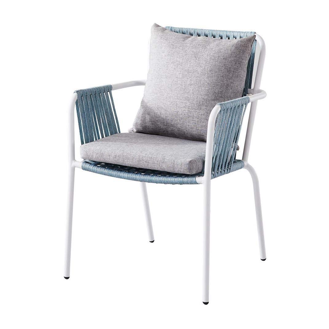 Anita White Outdoor Rectangular Dining Table with Loly Armchair Set - Perfect for Patio, Garden, and Backyard Entertaining