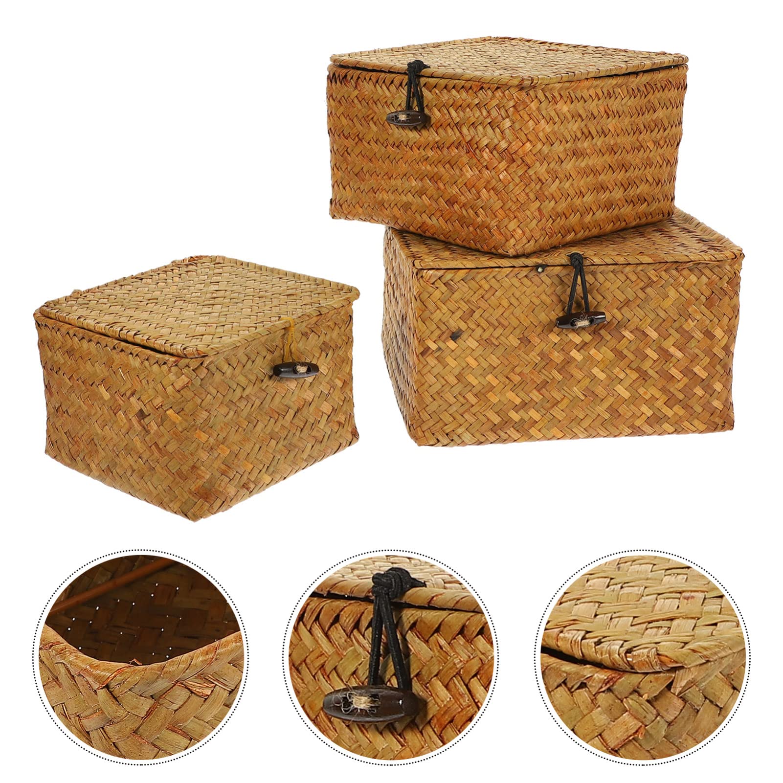 Zerodeko Rattan Storage Basket with Lid - Shelf Organizer for Bread, Cosmetics & Home Decor