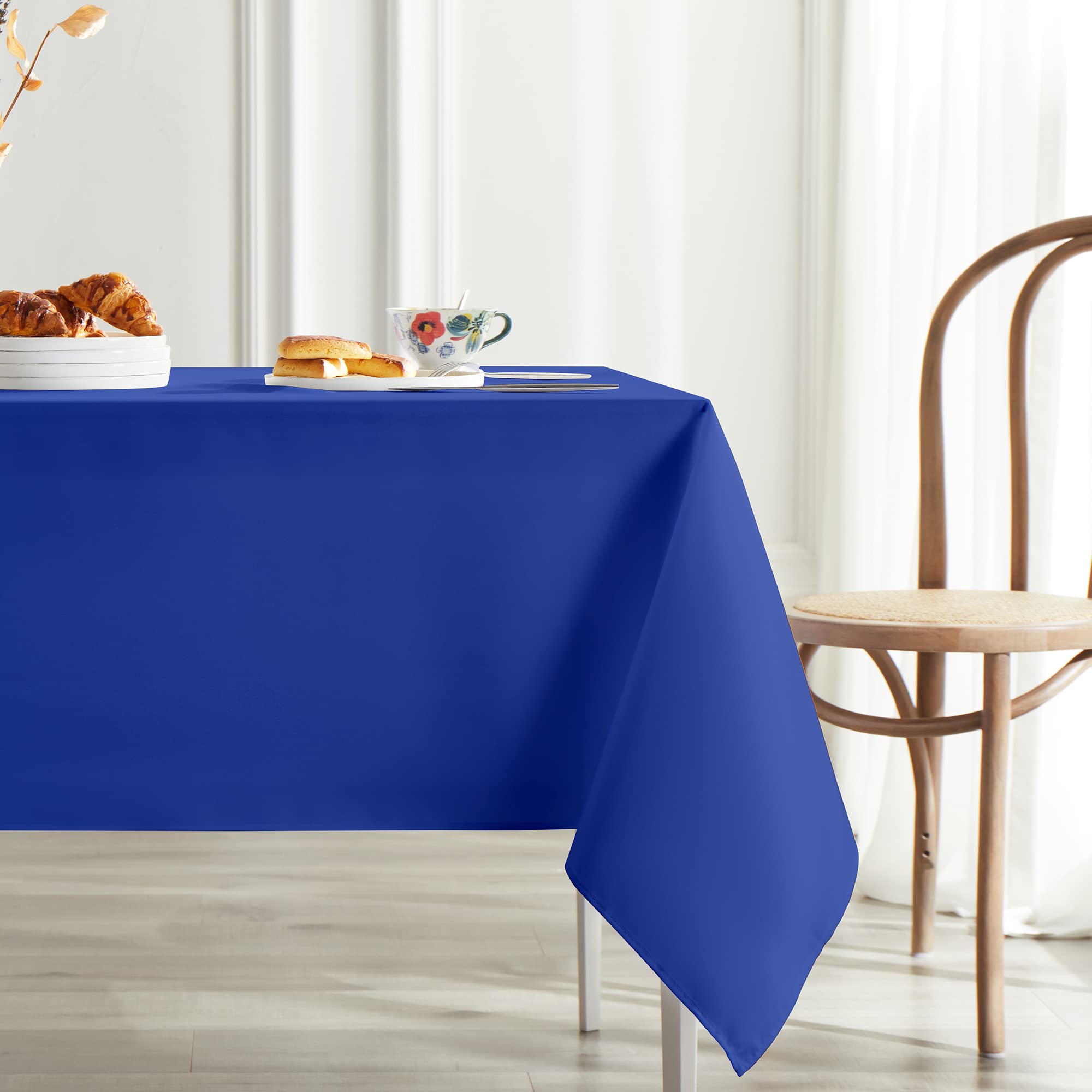 Royal Blue Tablecloth 60x84 Inch - Washable Polyester Rectangle Table Cover for 4 Foot Table | Perfect for Buffet Tables, Parties, Holiday Dinners & Weddings | Elegant Dining Decor for Home & Events