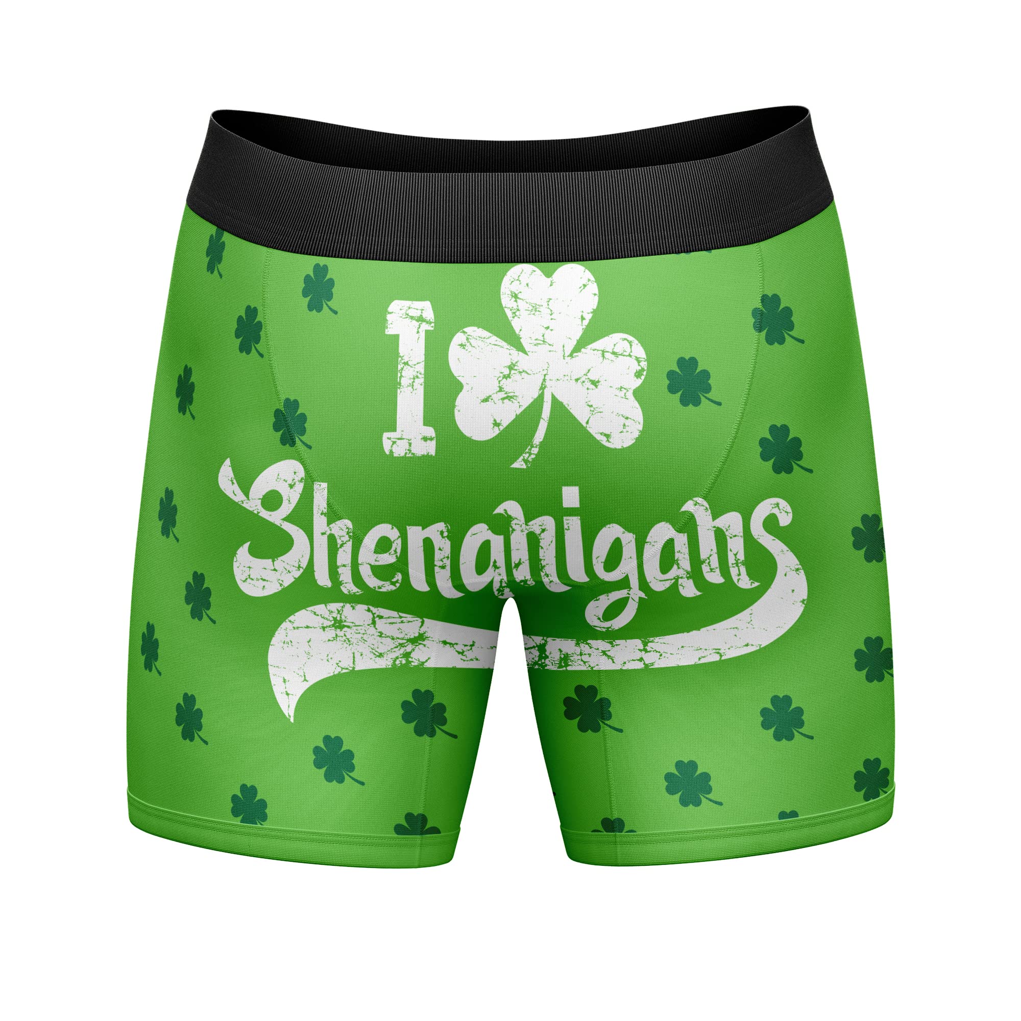 Funny St. Patrick's Day Boxer Shorts for Men - Crazy Dog Shamrock Shenanigans Graphic Underwear | Perfect for Irish-Themed Parties & Gifts