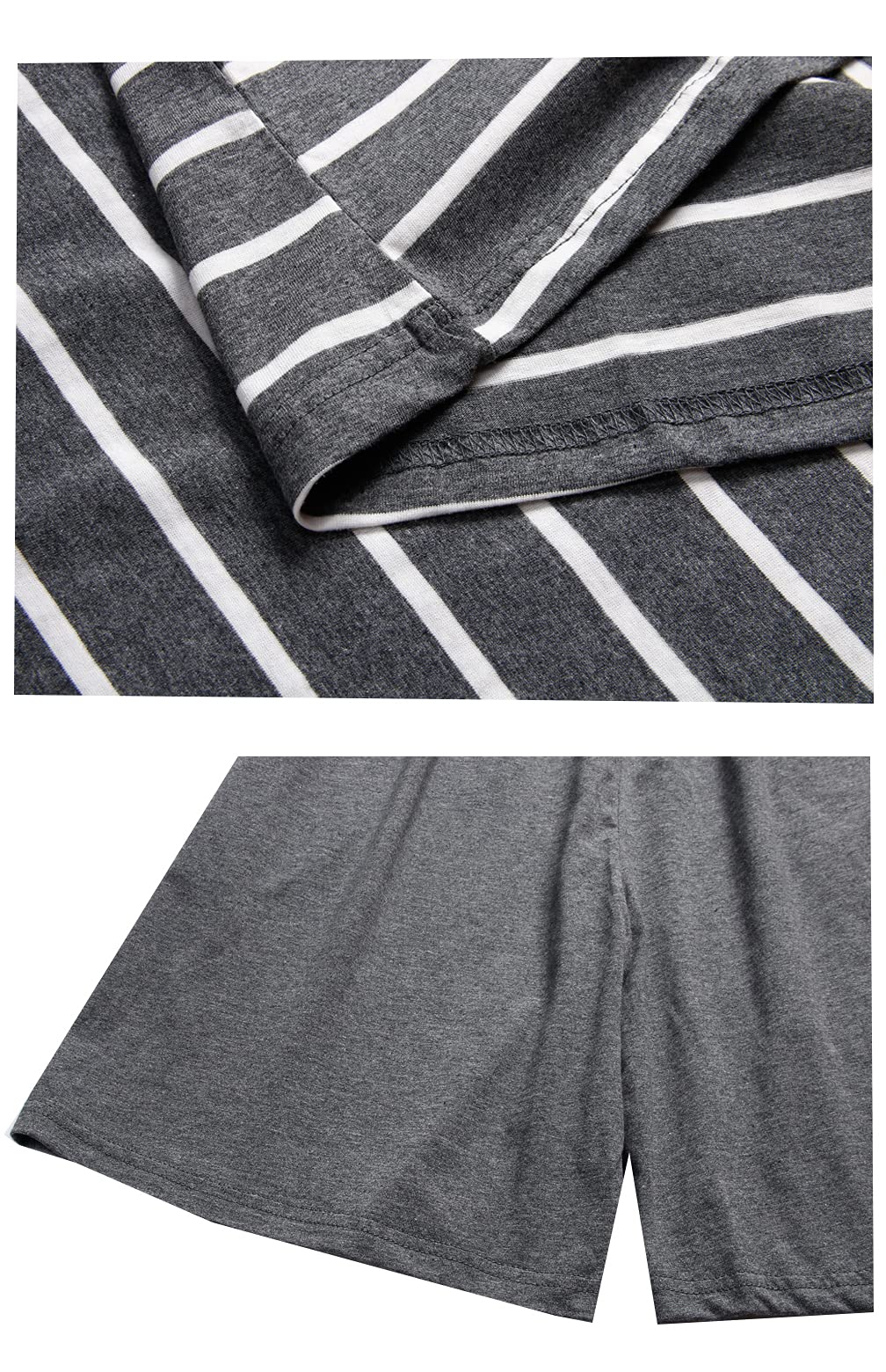 BYX SweetLeisure Boys' Cotton Pajama Set - Striped Summer Sleepwear Shorts for Teens (Sizes 12-18) | Comfortable Nightwear for Sleepovers & Lazy Weekends