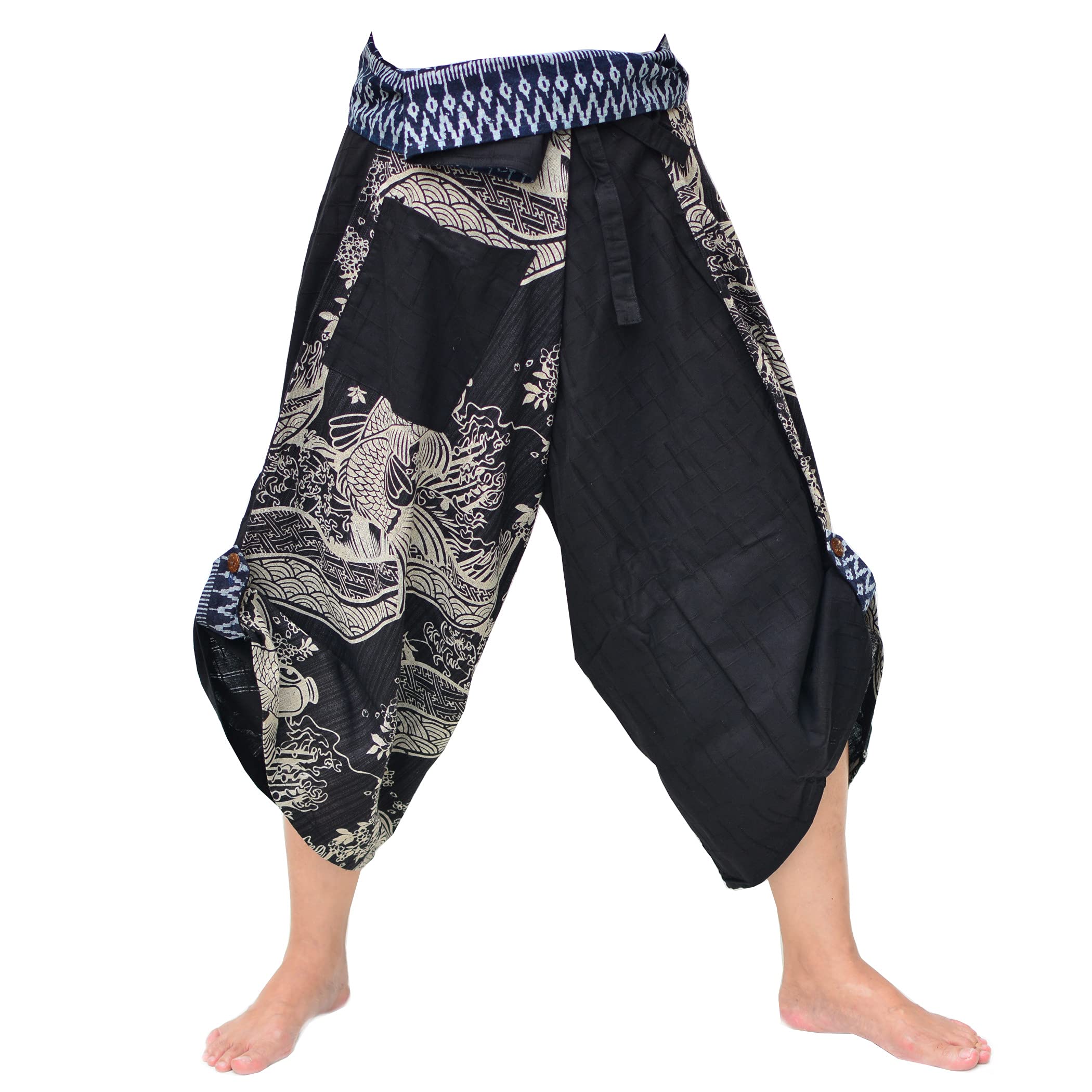 Yoga Ninja Harem Samurai Pants for Women & Men - Japanese Style Wrap Trousers One Size - Perfect for Martial Arts, Yoga, Cosplay & Lounge Wear