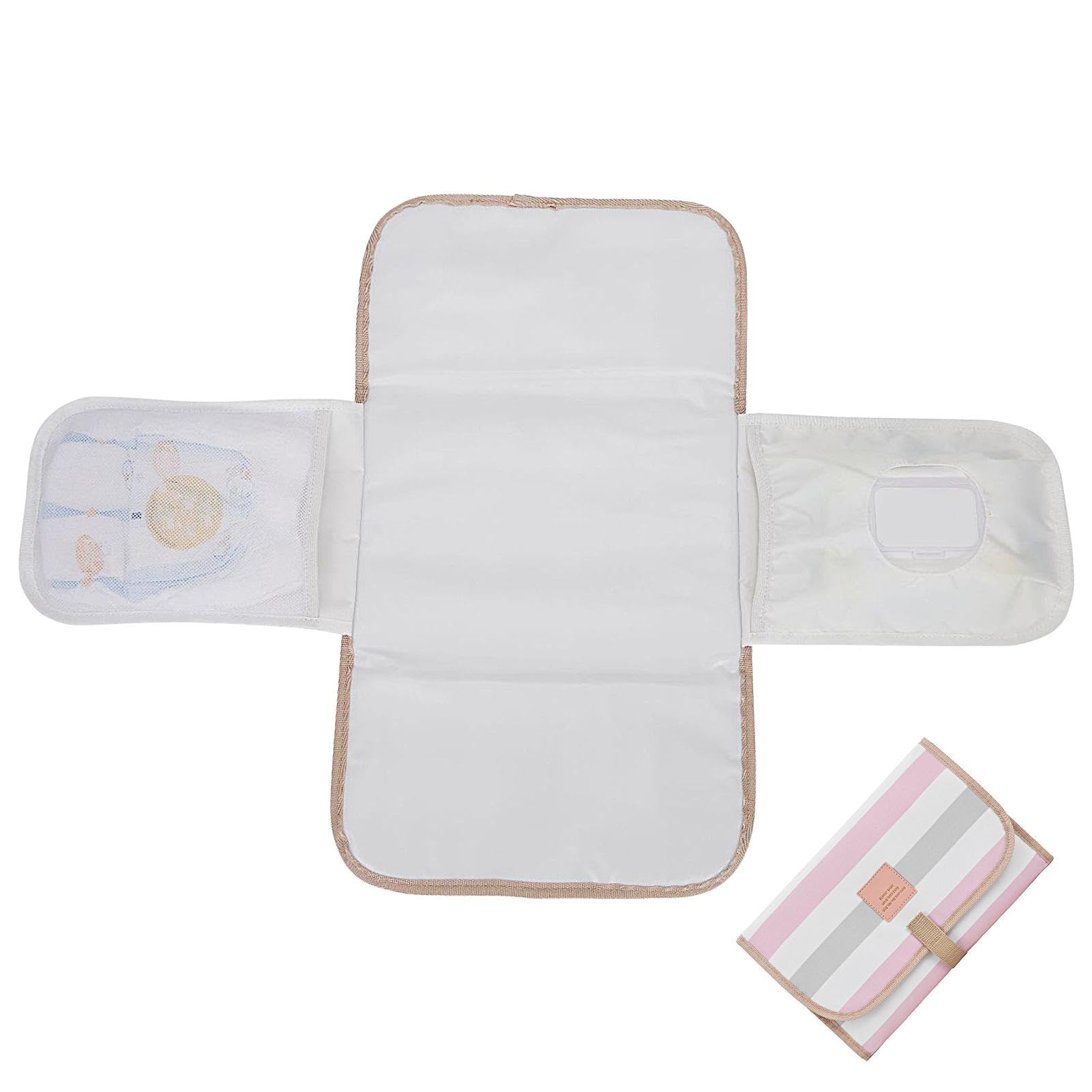 Portable Waterproof Washable Diaper Changing Pad - Foldable, Lightweight & Comfortable Travel Changing Mat for Parents - Classic Stripes Design - Perfect for On-the-Go Diaper Changes at Home, Travel & Outings