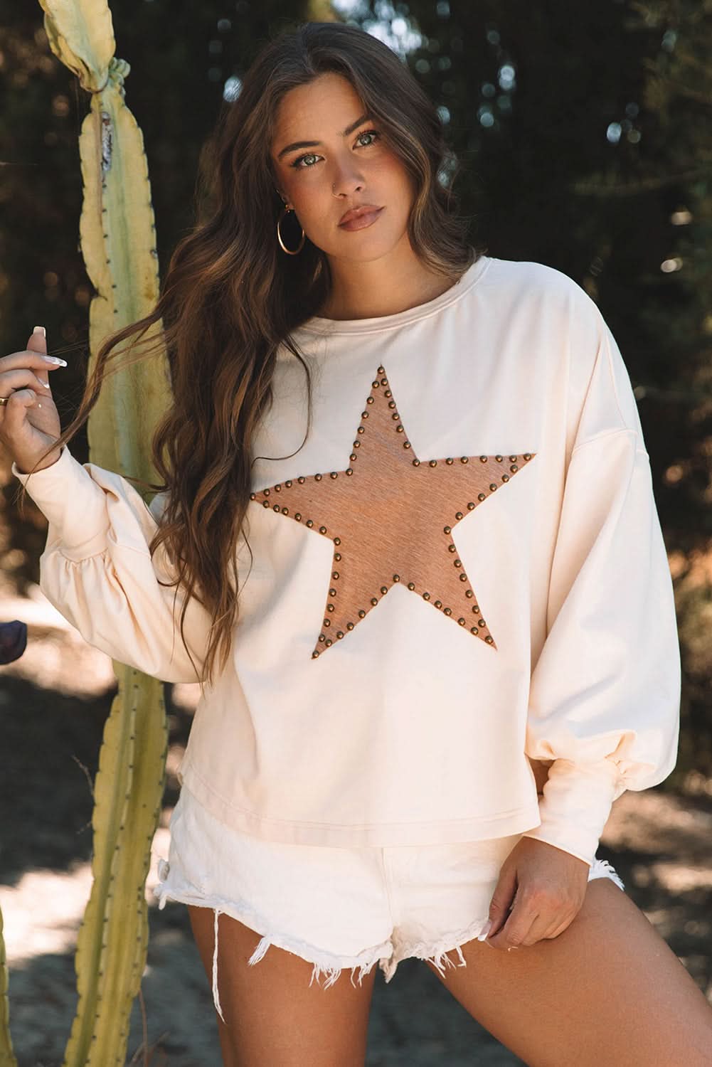 Stylish Apricot Oversized Long Sleeve Top for Women - Loose Fit Casual Blouse - Perfect for Fall Layering & Everyday Wear