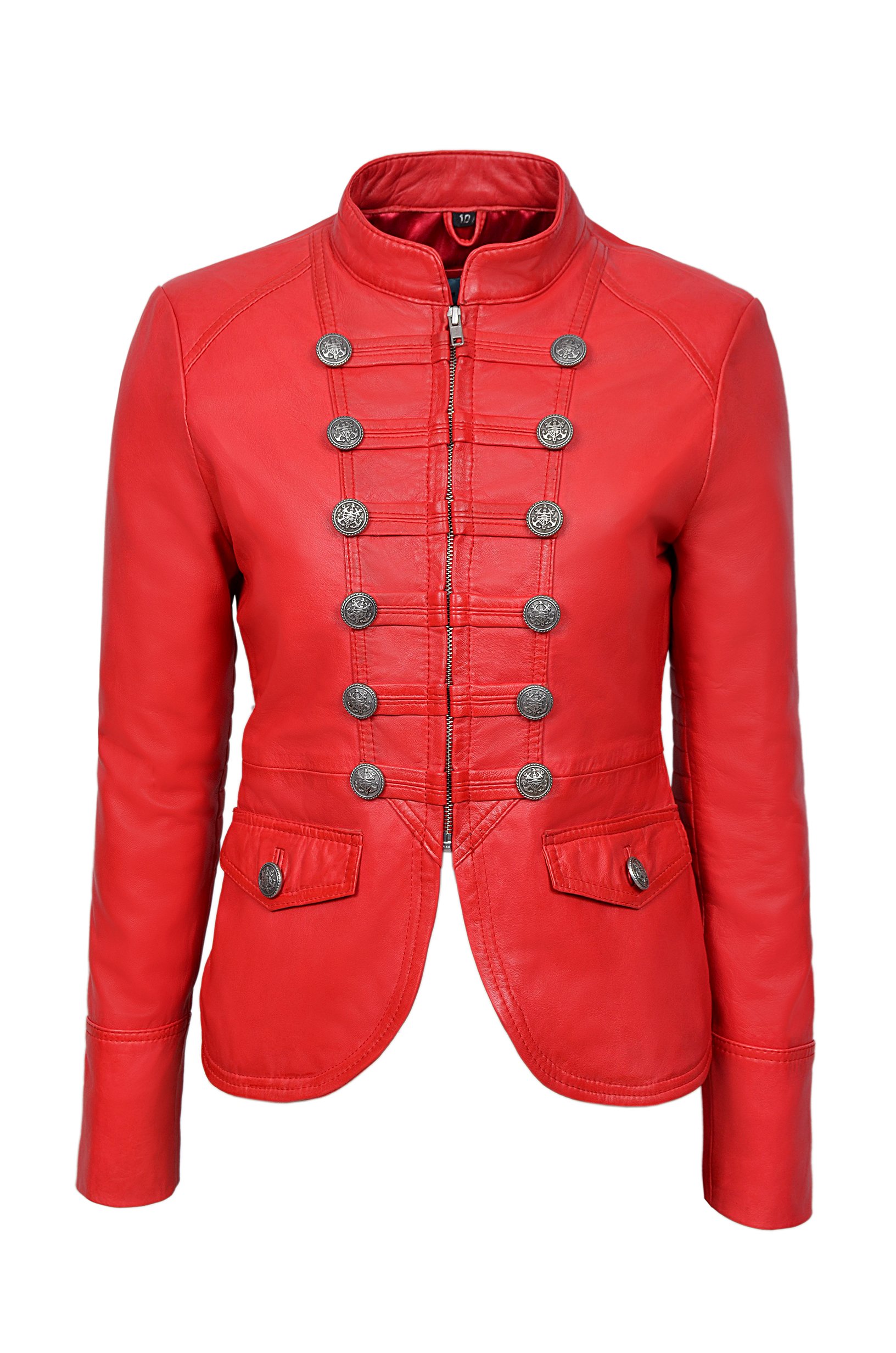 Women's 100% Genuine Lambskin Leather Jacket - Military Parade Style Biker Coat | Fashion Outerwear for Casual Wear, Night Out & Motorcycle Riding