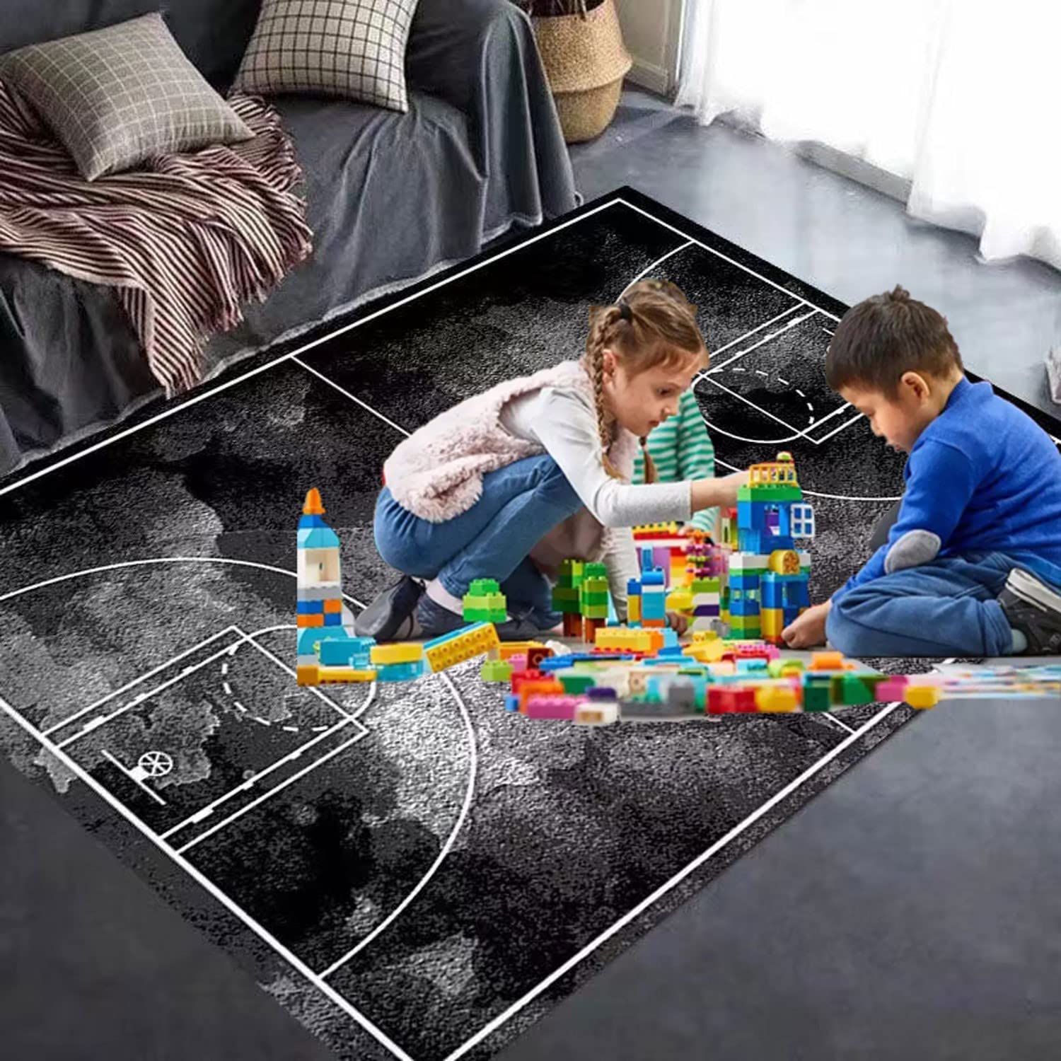 Kids Soccer Field Rug - Non-Slip Football Playmat for Boys & Girls Bedroom, Sports Room or Living Room - 3.3x6.6ft Green Sports Carpet - Perfect for Play Areas, Game Rooms and Kids' Decor