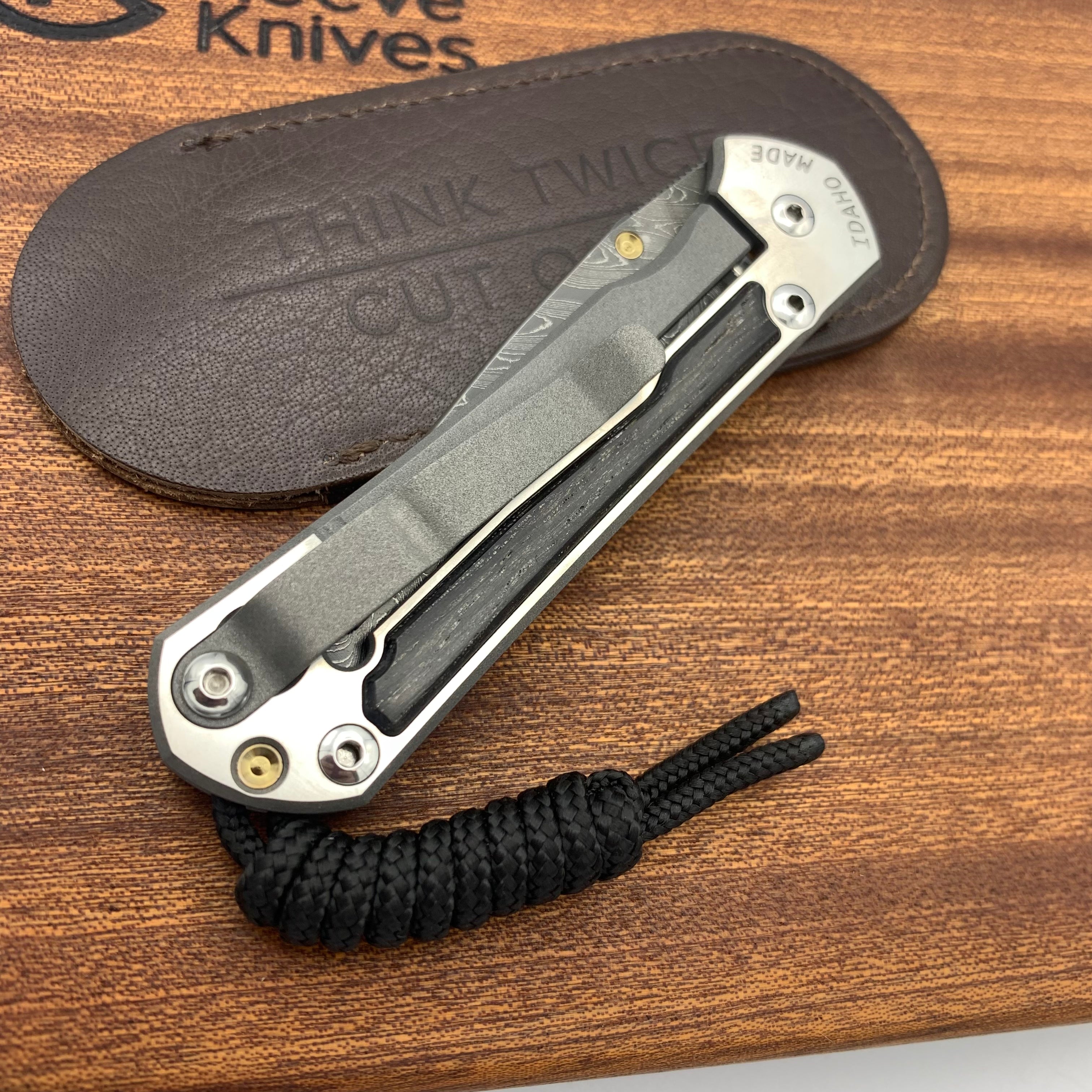 Chris Reeve Knives Small Sebenza 31 Drop Point LH Bog Oak Inlay Folding Knife with Boomerang Damascus Blade & Polished Handles - Premium EDC Pocket Knife for Outdoor, Camping, Hunting, and Everyday Carry
