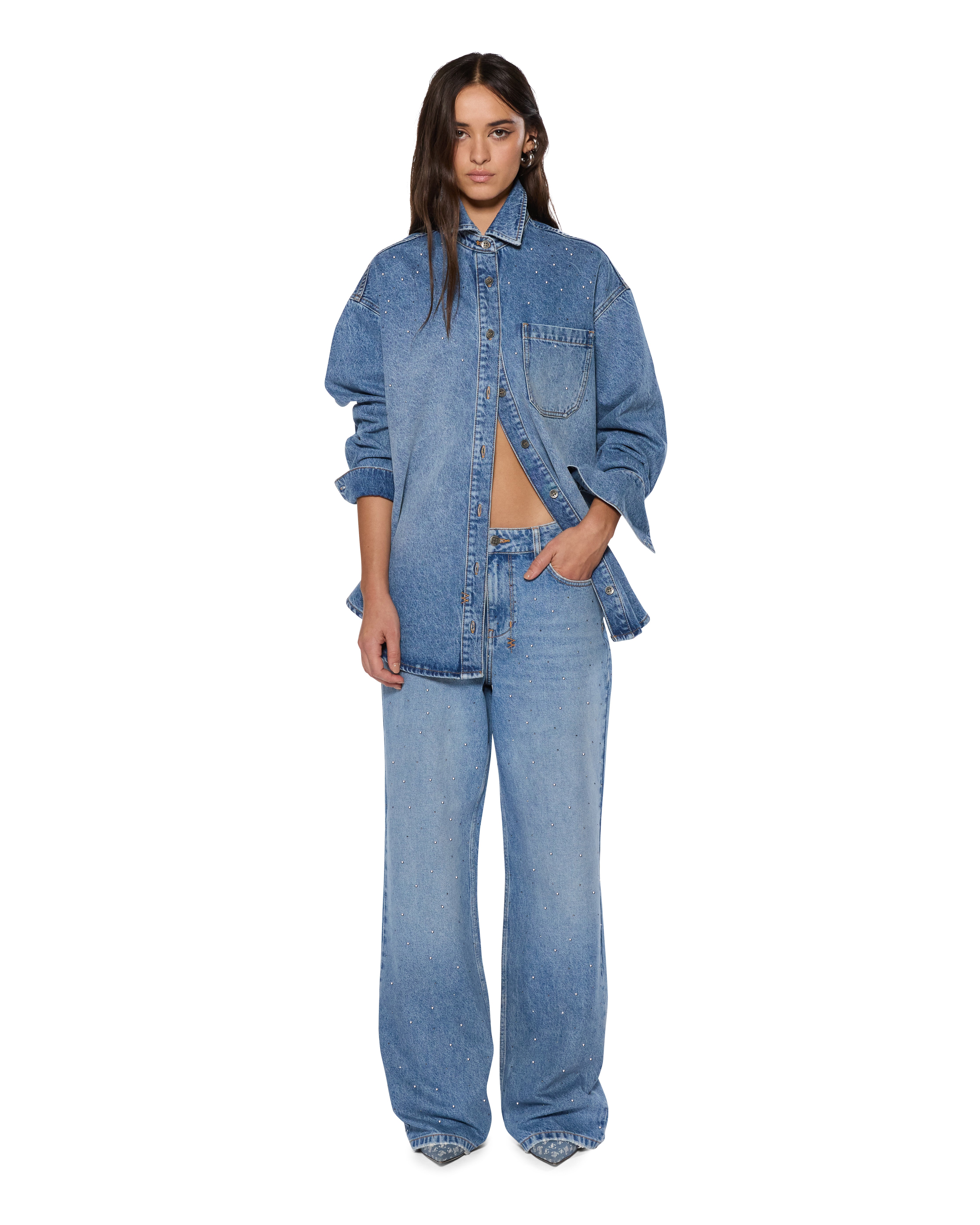 Oversized Long Sleeve Shirt for Women - Krystal Komet - Trendy Loose Fit Casual Top for Everyday Wear, Street Style & Layering