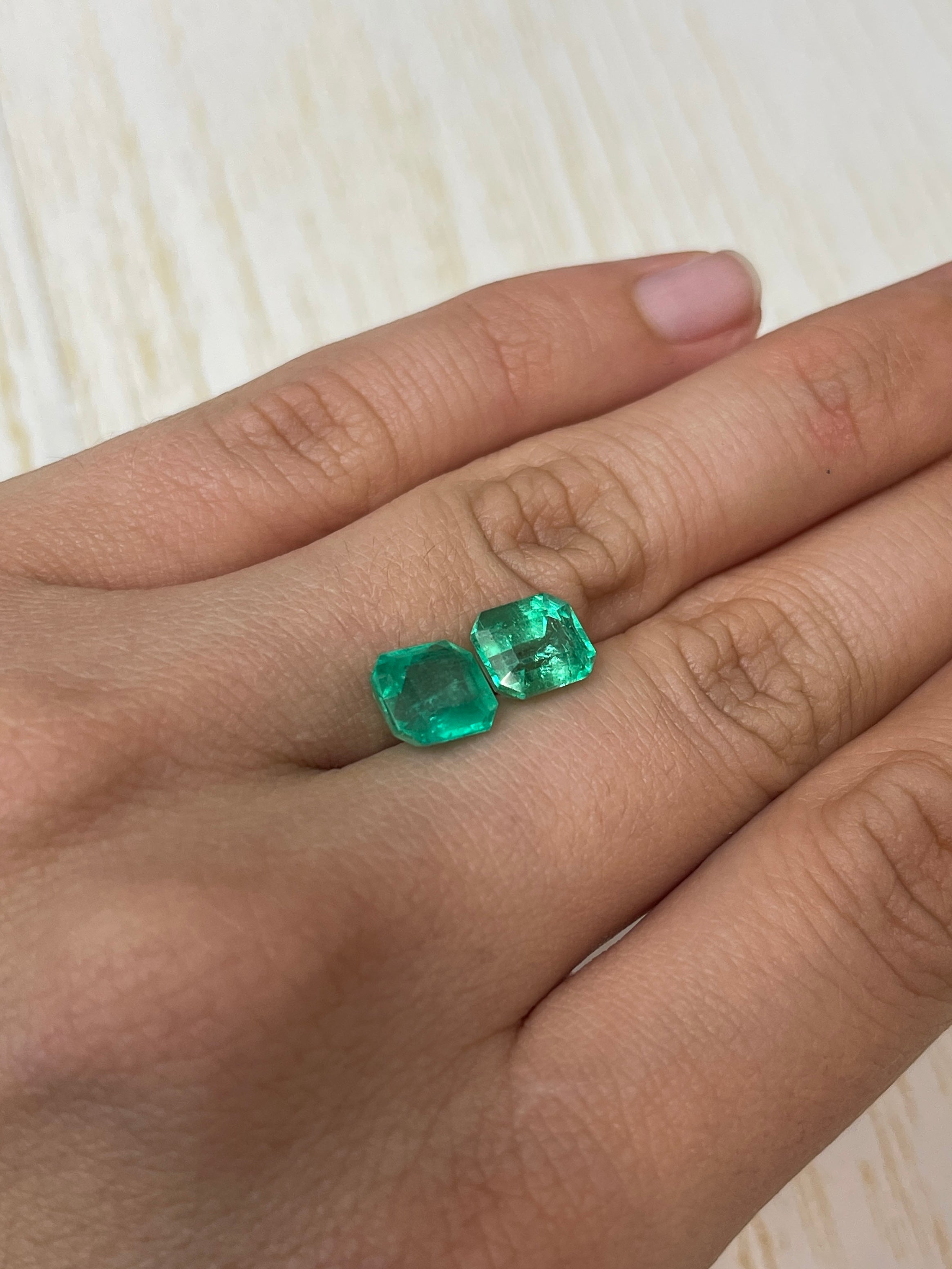 5.19tcw 9x8 Matching Loose Colombian Emeralds - Emerald Cut Gemstones for Jewelry Making, Engagement Rings & Fine Collections