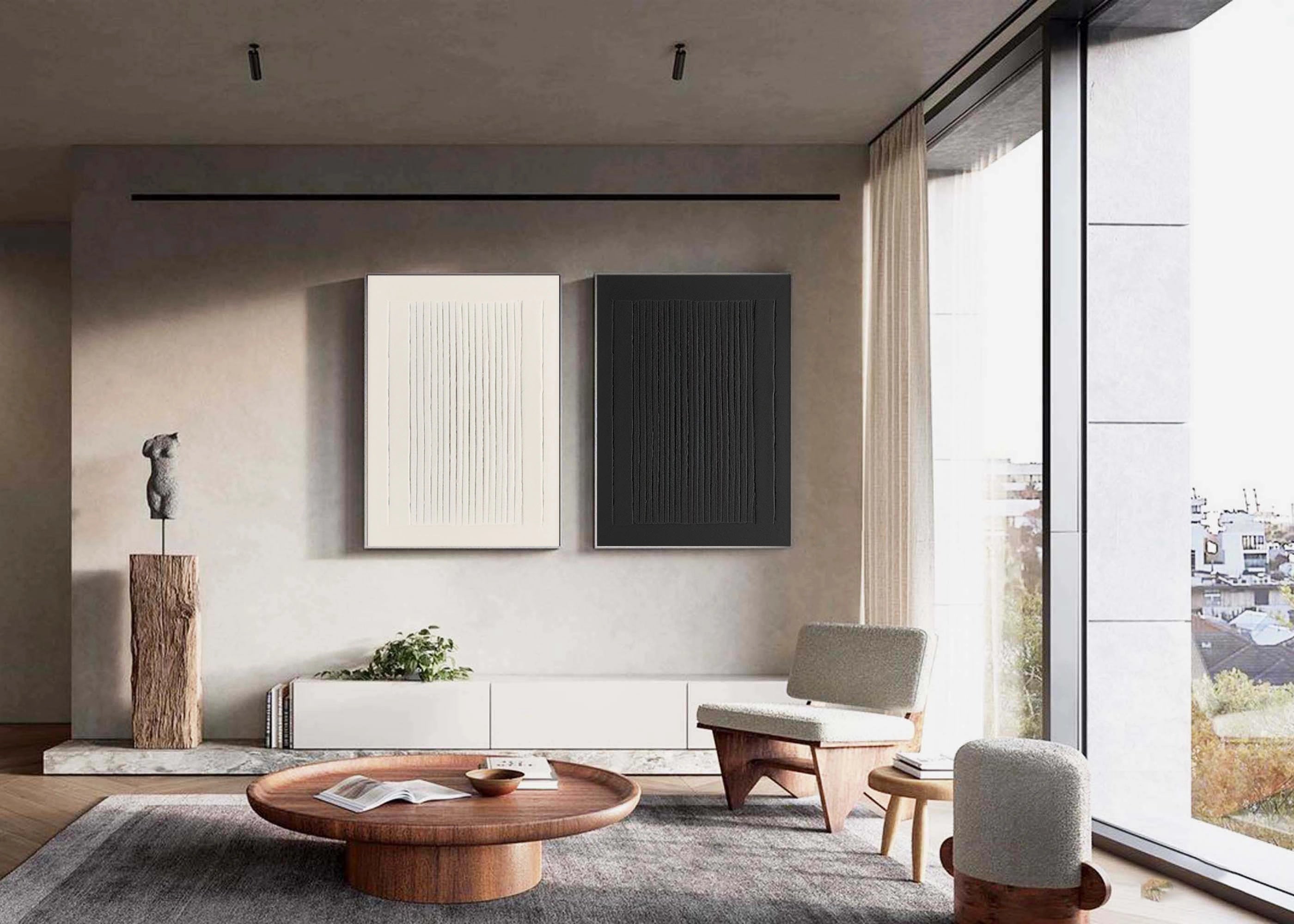 Minimalist Textured Painting Canvas Set of 2 - Modern Abstract Wall Art for Living Room & Bedroom Decor - Perfect for Home & Office Interior Design #MM100