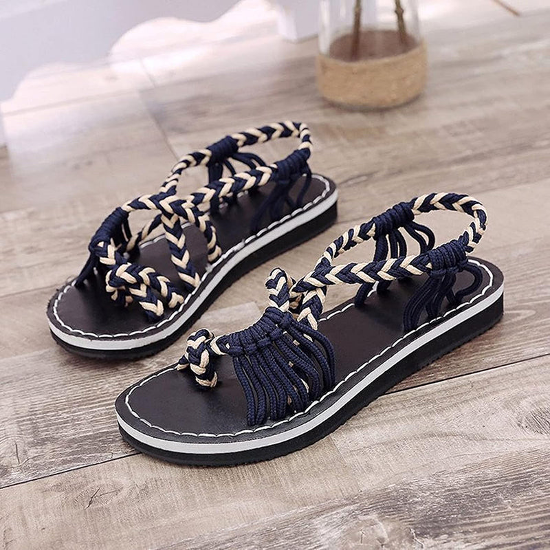 Stylish Summer Rope Flat Beach Sandals for Women - Comfortable Casual Flip Flops with Non-Slip Sole | Perfect for Beach, Pool, Vacation & Outdoor Activities