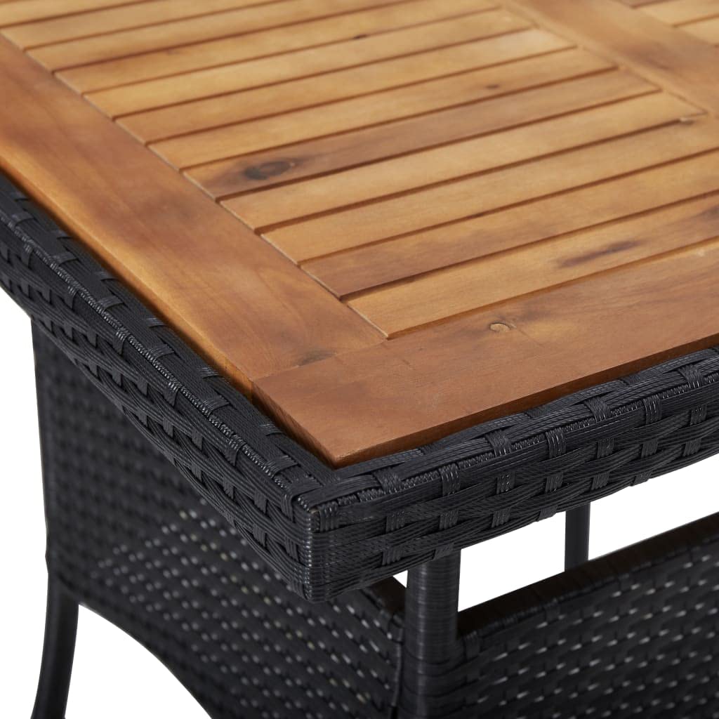 Outdoor Dining Table for 4 - UV Protected Weather Resistant PE Rattan with Acacia Wood Tabletop - Patio Garden Restaurant Cafe Balcony Furniture