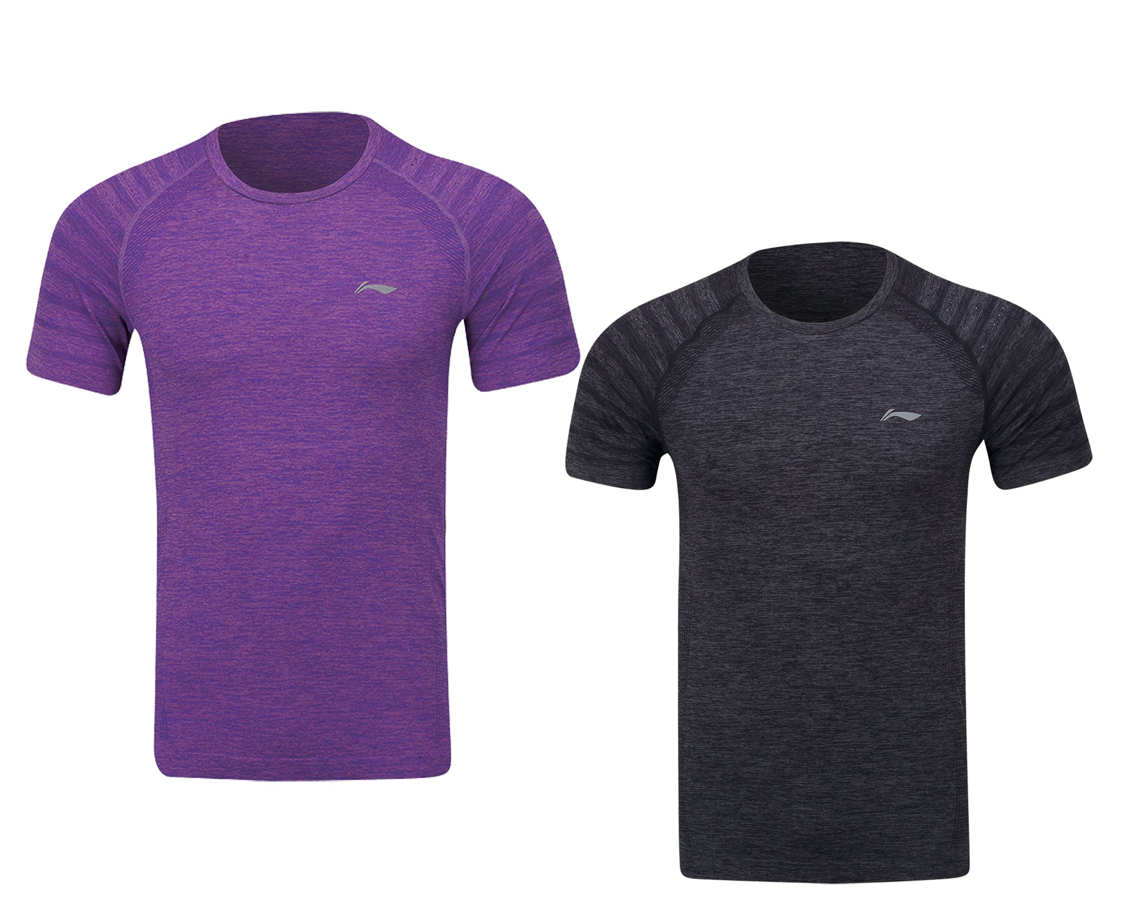 Li Ning Men's Athletic Performance T-Shirt - Breathable Quick-Dry Fabric, Comfort Fit - Purple/Grey (ATSP145) - Perfect for Gym, Running & Casual Wear