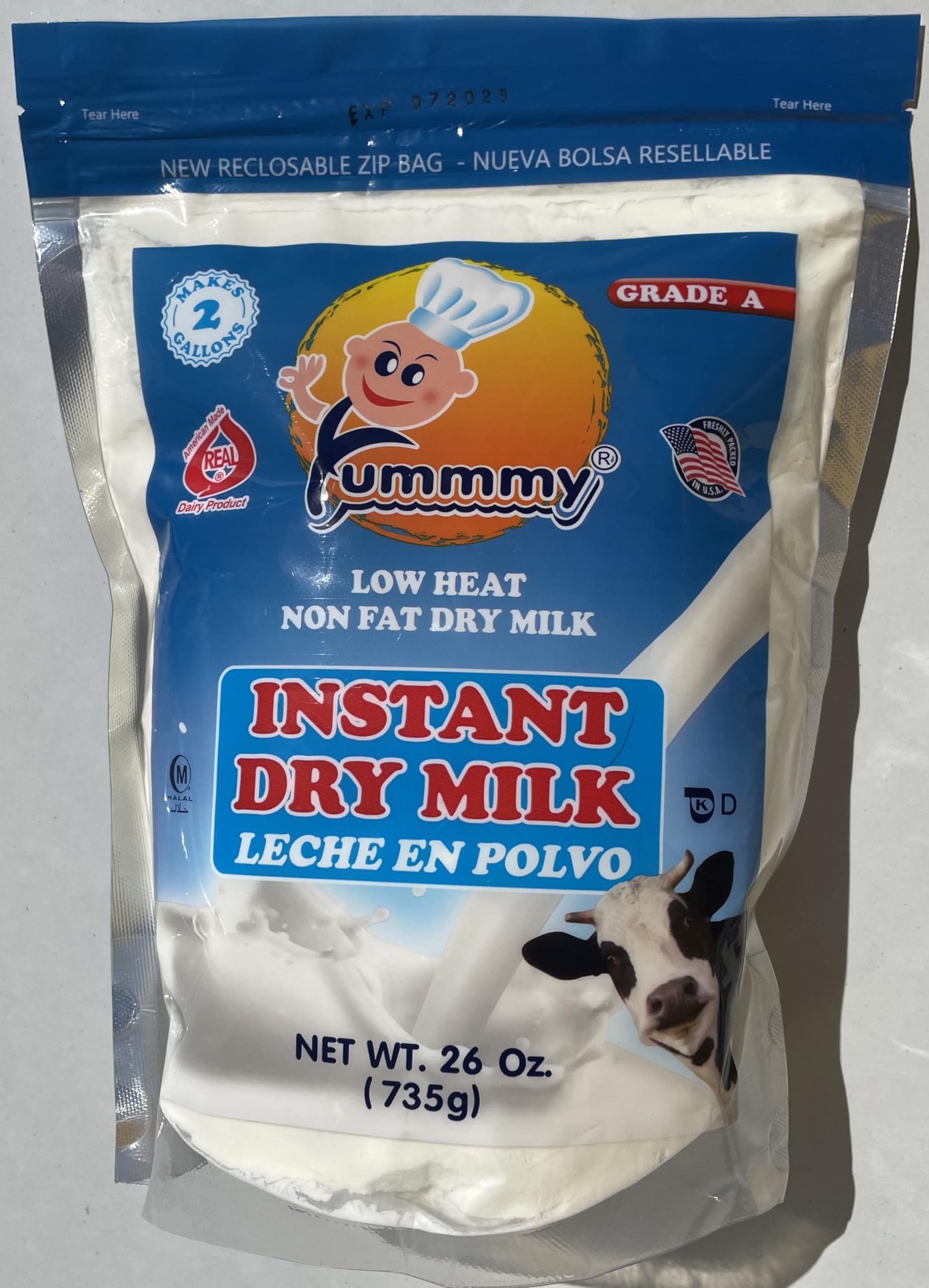 Yummy Instant Nonfat Dry Milk Powder 26 oz - Grade A, Kosher & Halal Certified, Made in USA | Perfect for Baking, Coffee Creamer, Smoothies, and Cooking