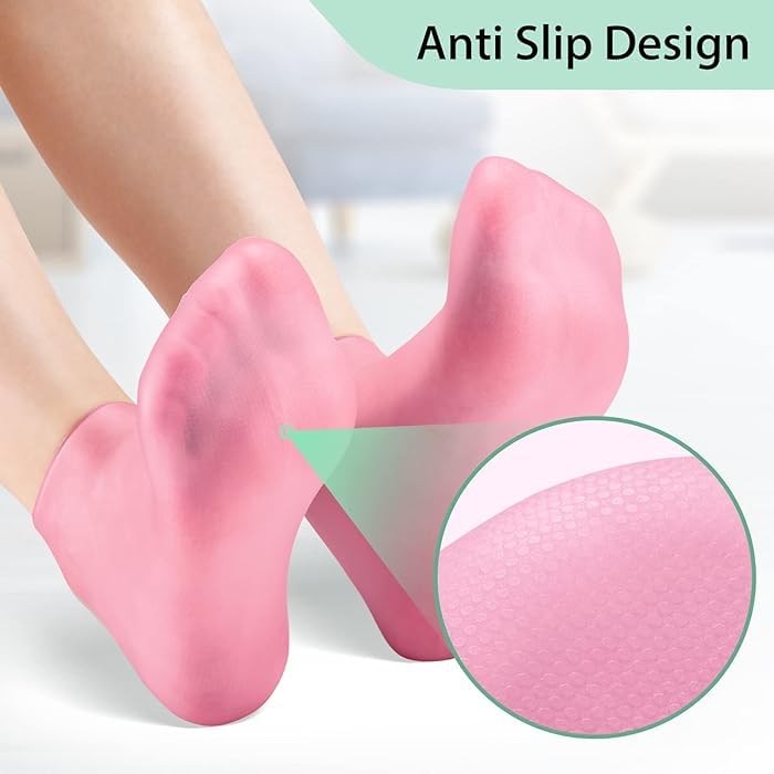 TRK® Moisturizing Hydrating Gloves & Socks Set for Dry Cracked Hands & Feet - Anti-Aging Gel Spa Treatment for Soft Skin - Perfect for Night Care, Winter Protection & Home Relaxation (Pink)