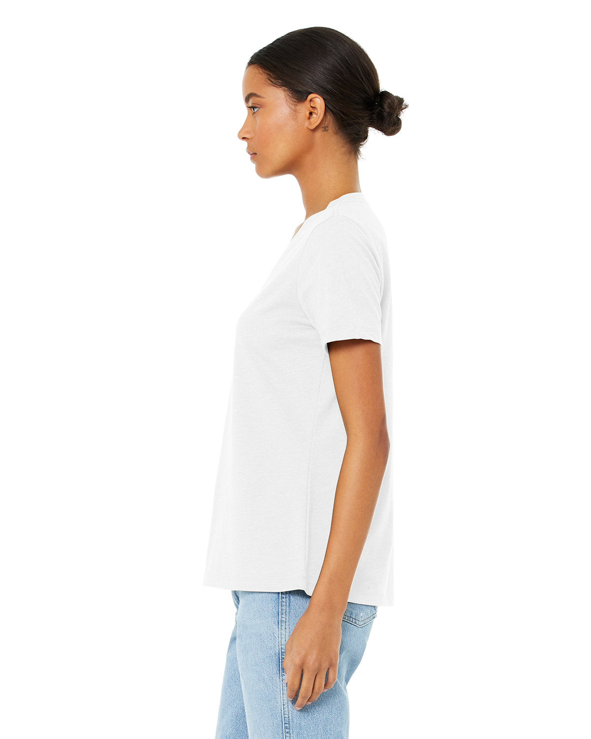 Bella + Canvas 6405CVC Women's Relaxed Fit Heather CVC Jersey V-Neck T-Shirt - Soft & Comfortable Casual Tee for Everyday Wear, Gym, and Lounge