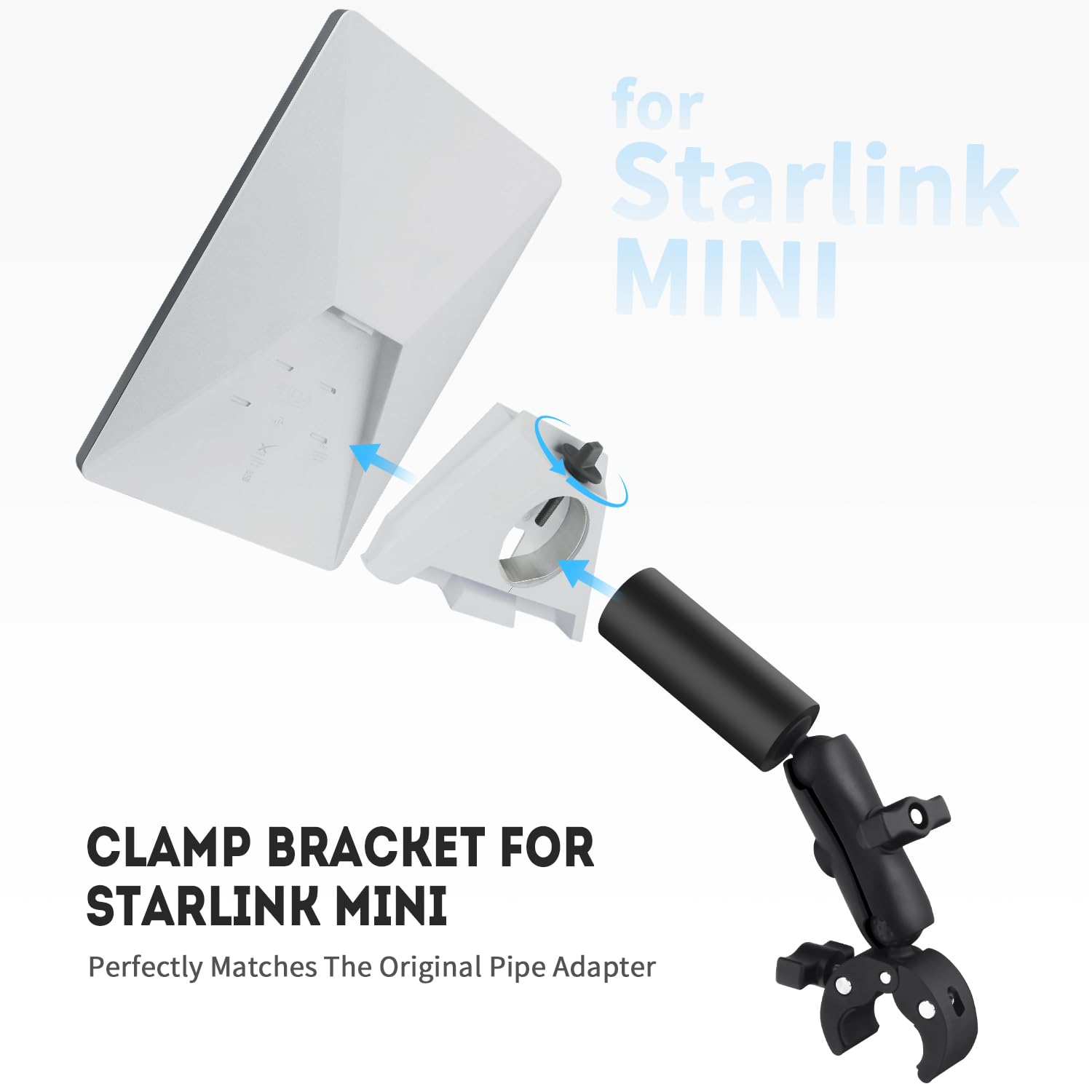 Starlink Mini Mount - Universal Clamp for Bike, RV, Yacht & Ladder | Portable Quick-Install Accessory | Durable Car Mount for Outdoor Adventures & Road Trips