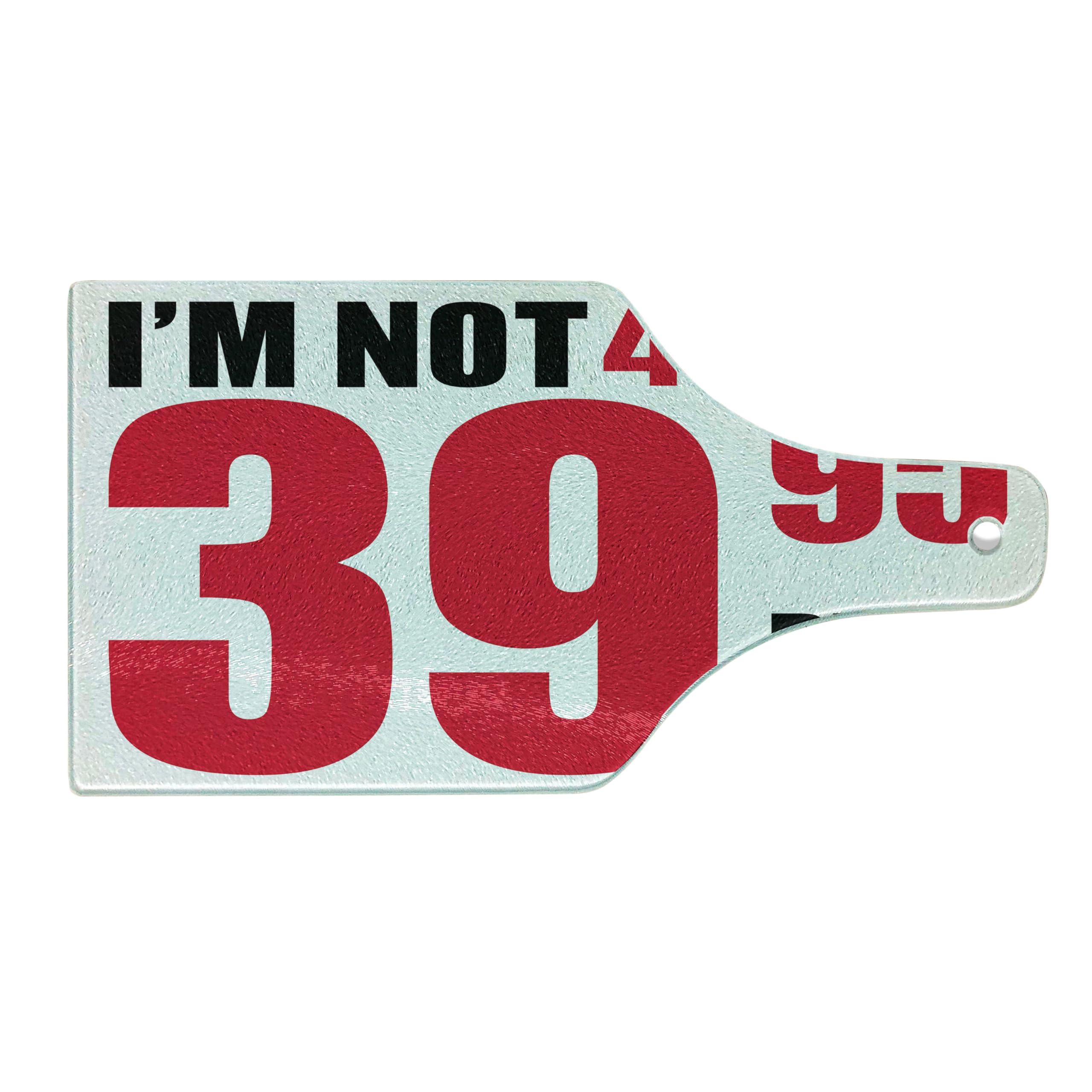 Ambesonne 40th Birthday Cutting Board - Funny 40th Birthday Gift with Humorous Pictogram Design - Tempered Glass Serving Board in Wine Bottle Shape (Hot Pink/Black/White) - Perfect for Birthday Parties, Kitchen Decor & Wine Cheese Platters