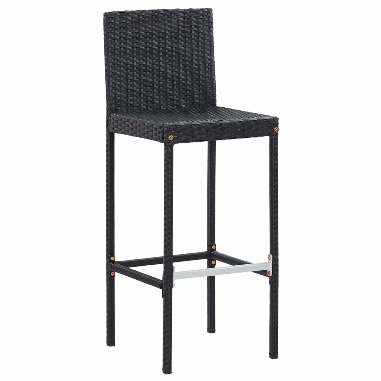 Tidyard 7-Piece Acacia Wood Outdoor Bar Set with Table & 6 Bar Stools - Black Poly Rattan with Footrest & Backrest - Perfect for Patio, Balcony, Garden, Backyard, Poolside & Outdoor Entertaining