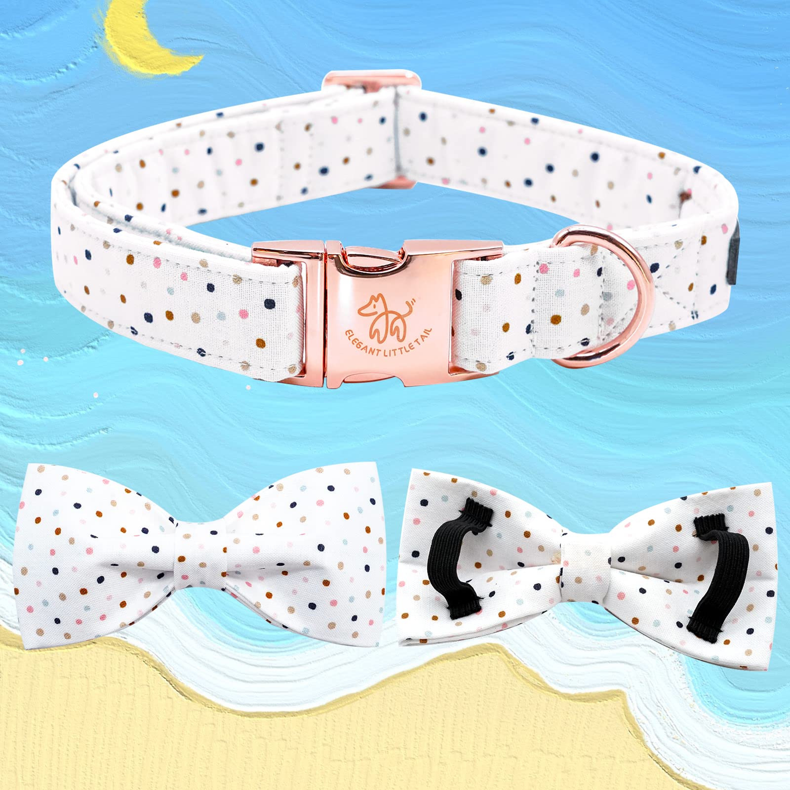 Elegant Bow Tie Dog Collar for Small Dogs - Adjustable Pet Collar for Male & Female Puppies - Perfect for Daily Walks, Pet Parties & Photo Shoots