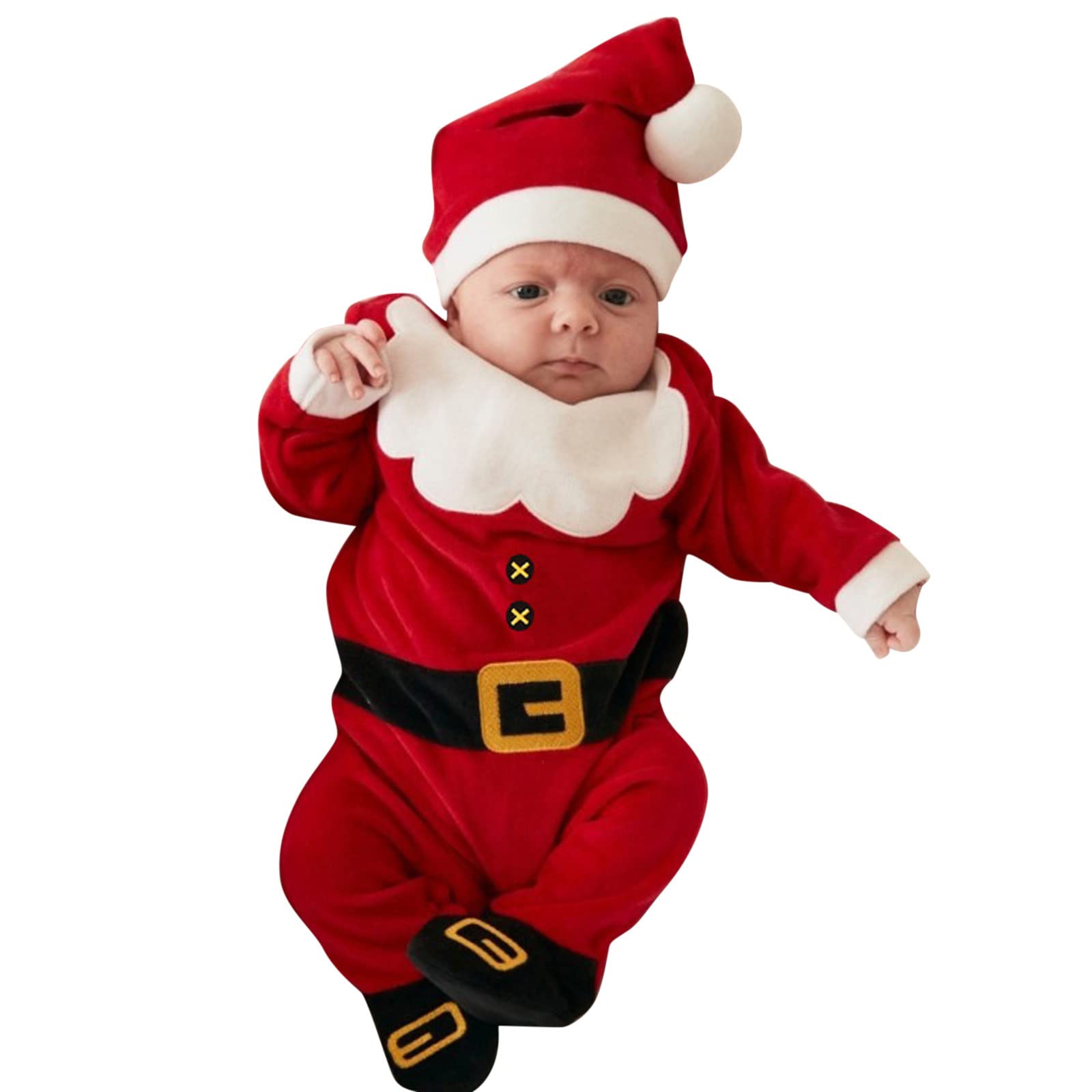 Baby Santa Romper Fleece Jumpsuit - Newborn Christmas Outfit for Boys & Girls | Cozy Holiday Pajamas for Infants, Perfect for Xmas Photos & Family Gatherings