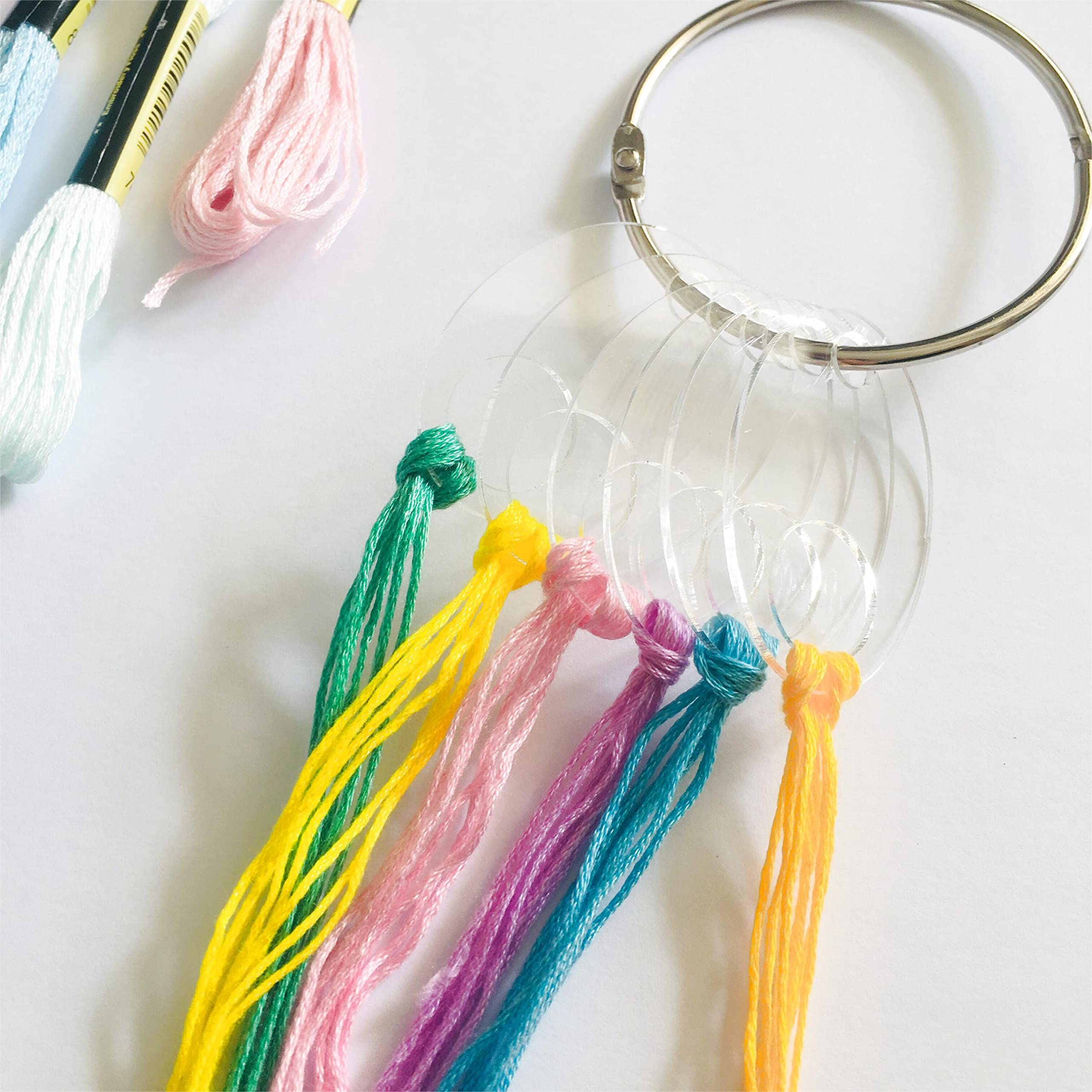 Clear Oval Acrylic Thread Drops - 20pcs Cross Stitch Floss Bobbins Organizers for Embroidery & Sewing Projects - Perfect for Craft Storage and Needlework Organization