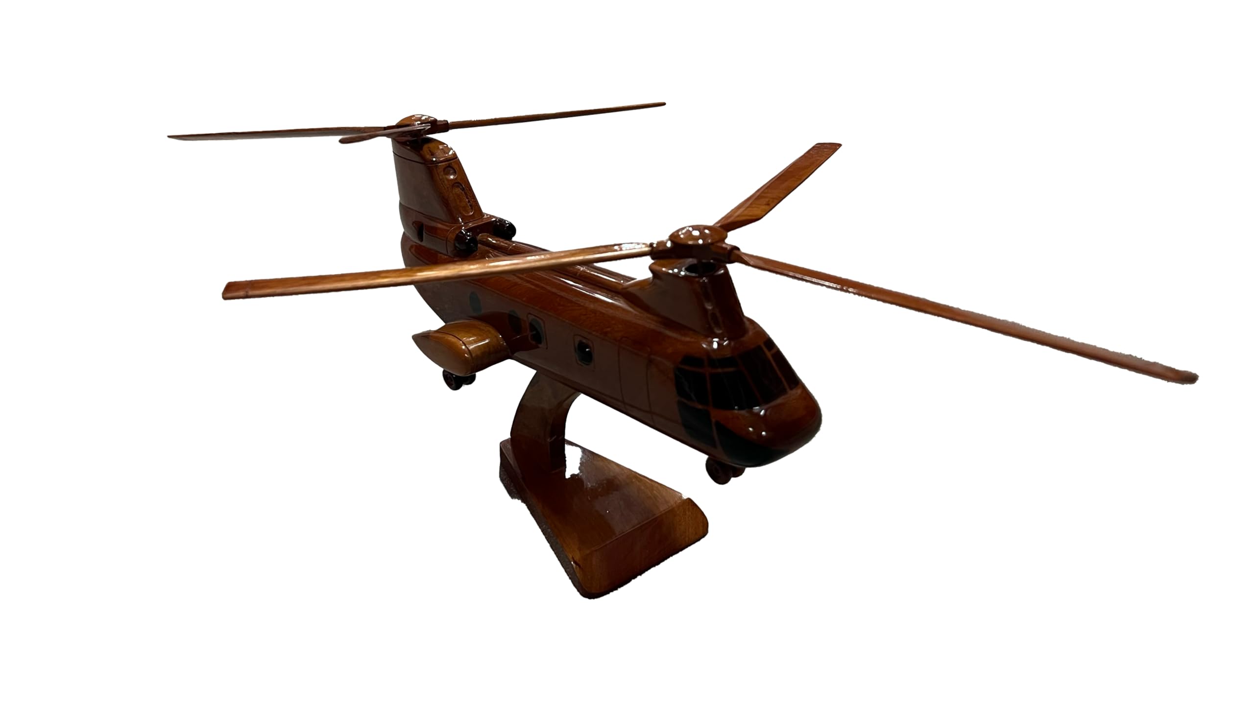 CH46 Sea Knight Mahogany Wood Desktop Helicopter Model - Collectible Military Aircraft Display for Office Desk, Home Decor, and Aviation Enthusiast Gifts