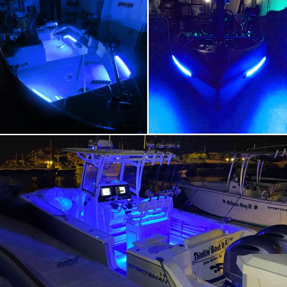 Boat Deck Lights for Night Fishing - Waterproof LED Adhesive Marine Lights for Pontoon Boats, Bass Boats & Kayaks | Interior & Exterior Flood/Spreader Lights (Blue) - Perfect for Nighttime Boating, Fishing & Water Activities