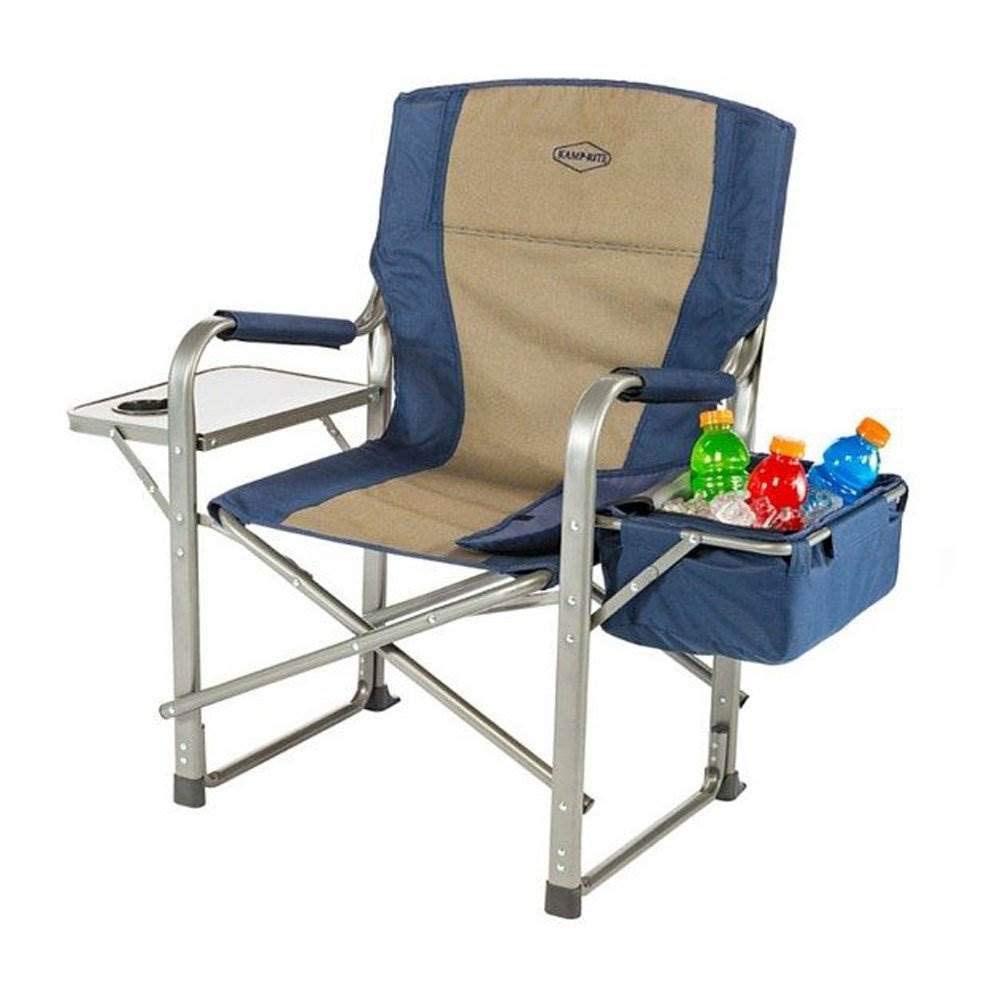 Kamp-Rite Camp Folding Director's Chair with Side Table & Cooler (4 Pack) - Portable Outdoor Seating for Camping, Beach, Backyard & Tailgating Parties